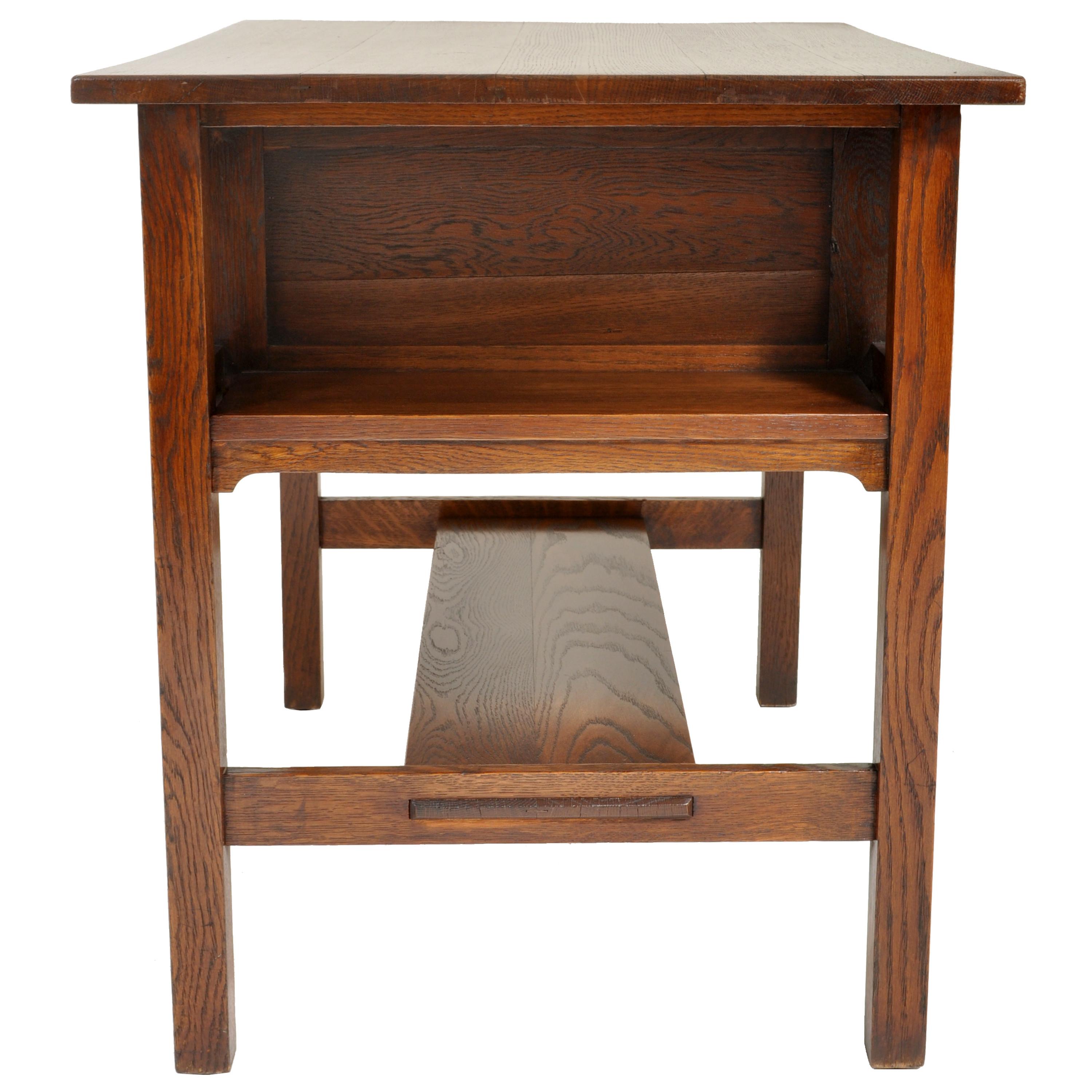 Antique Stickley Mission Oak Writing Library Table Desk Quaint Furniture, 1905 3