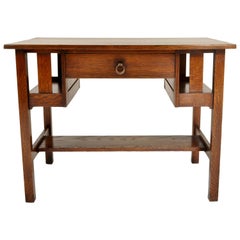 Antique Stickley Mission Oak Writing Library Table Desk Quaint Furniture, 1905