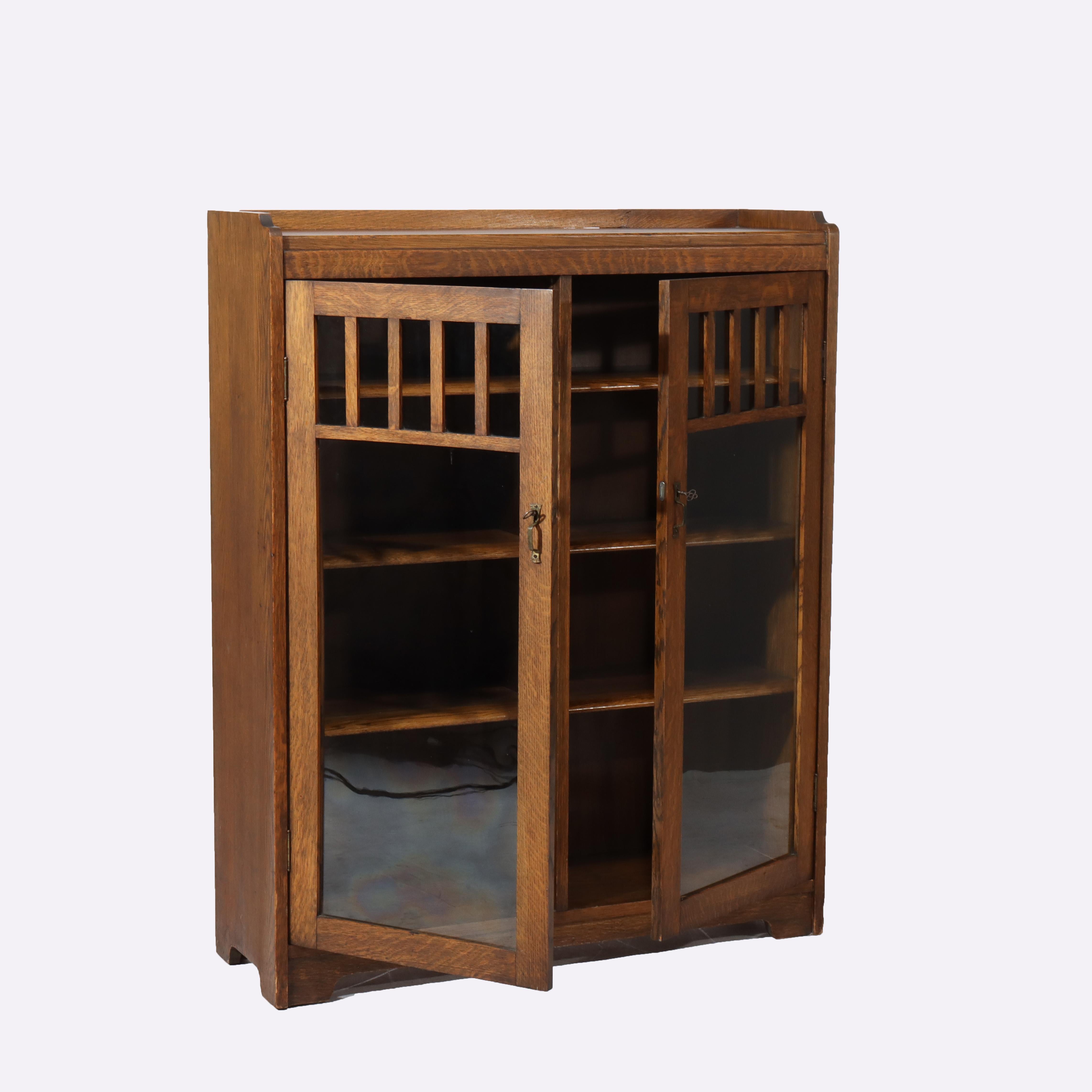 Ancienne bibliothèque à 2 portes de l'école Stickley Arts & Crafts C1920 en vente 2