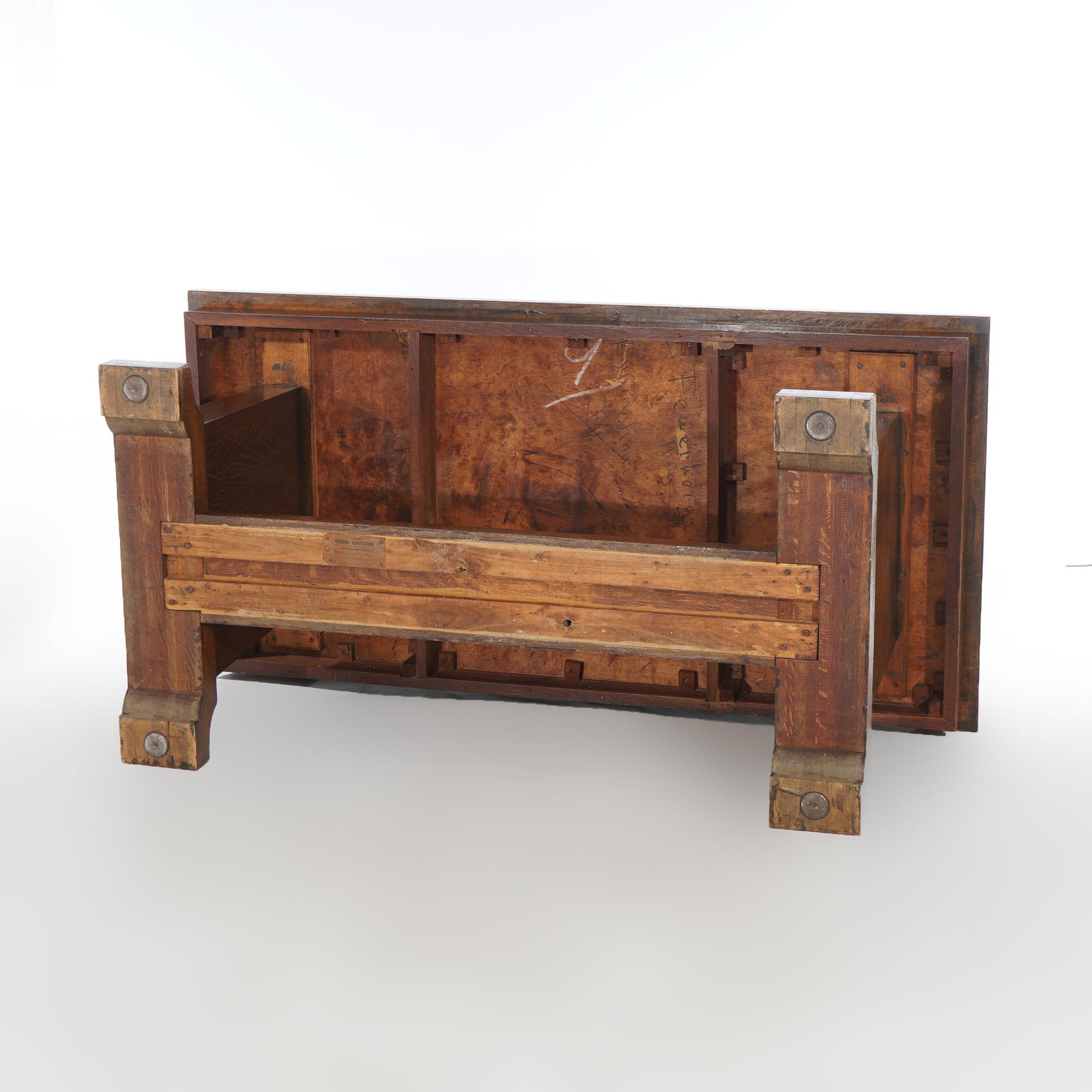 Antigua escuela Stickley Arts & Crafts Mission Oak Mesa de conferencias C1910 en venta 9