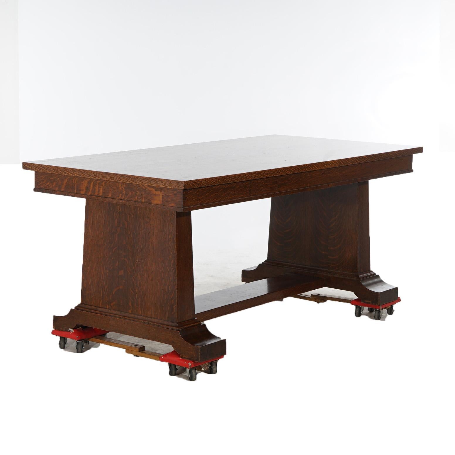 Antigua escuela Stickley Arts & Crafts Mission Oak Mesa de conferencias C1910 en venta 3