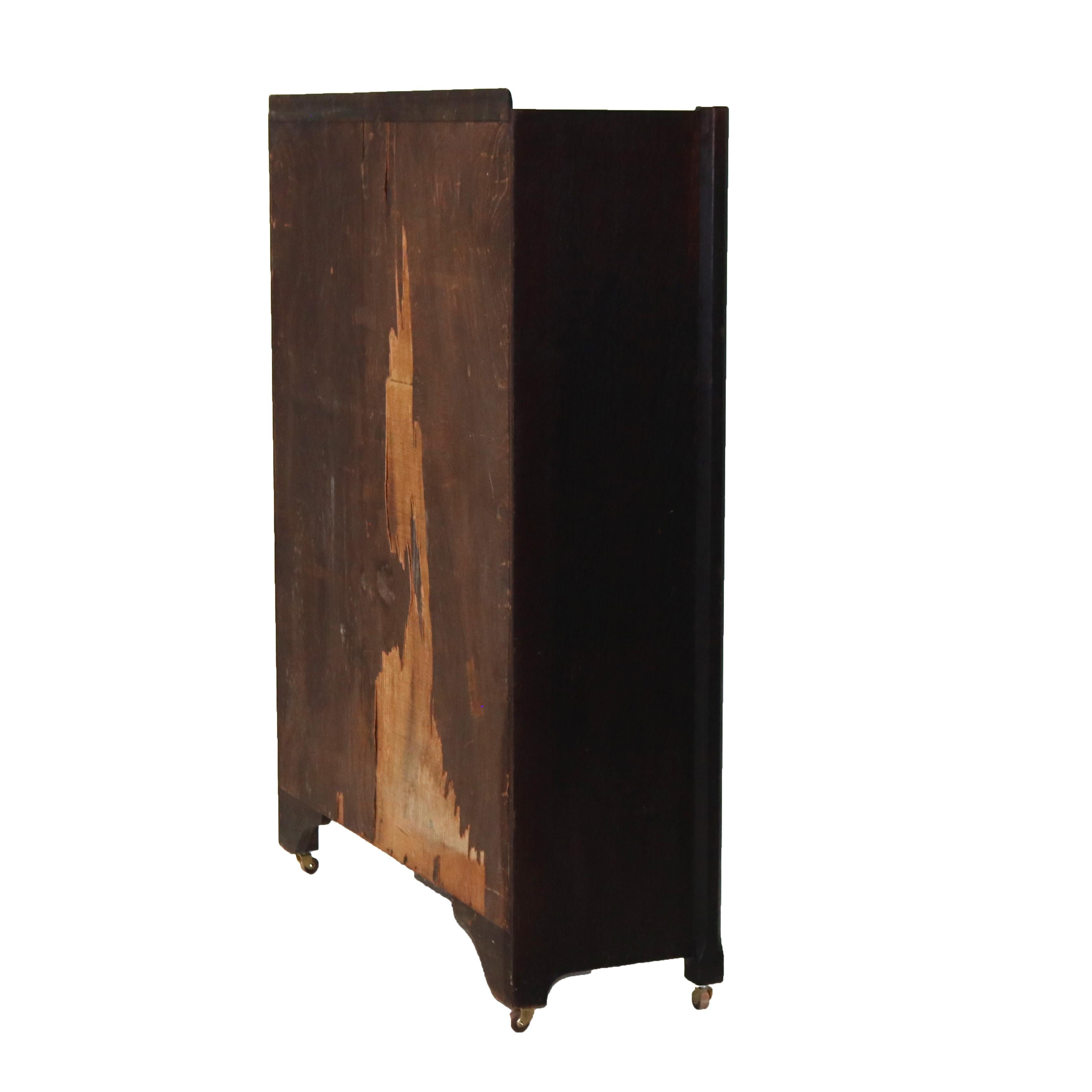 Antikes Stickley School Arts & Crafts Mission Eichenholz-Doppeltüren-Bücherregal C1910 im Angebot 5