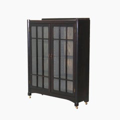 Antique Stickley School Arts & Crafts Mission Oak Double Door Bookcase C1910