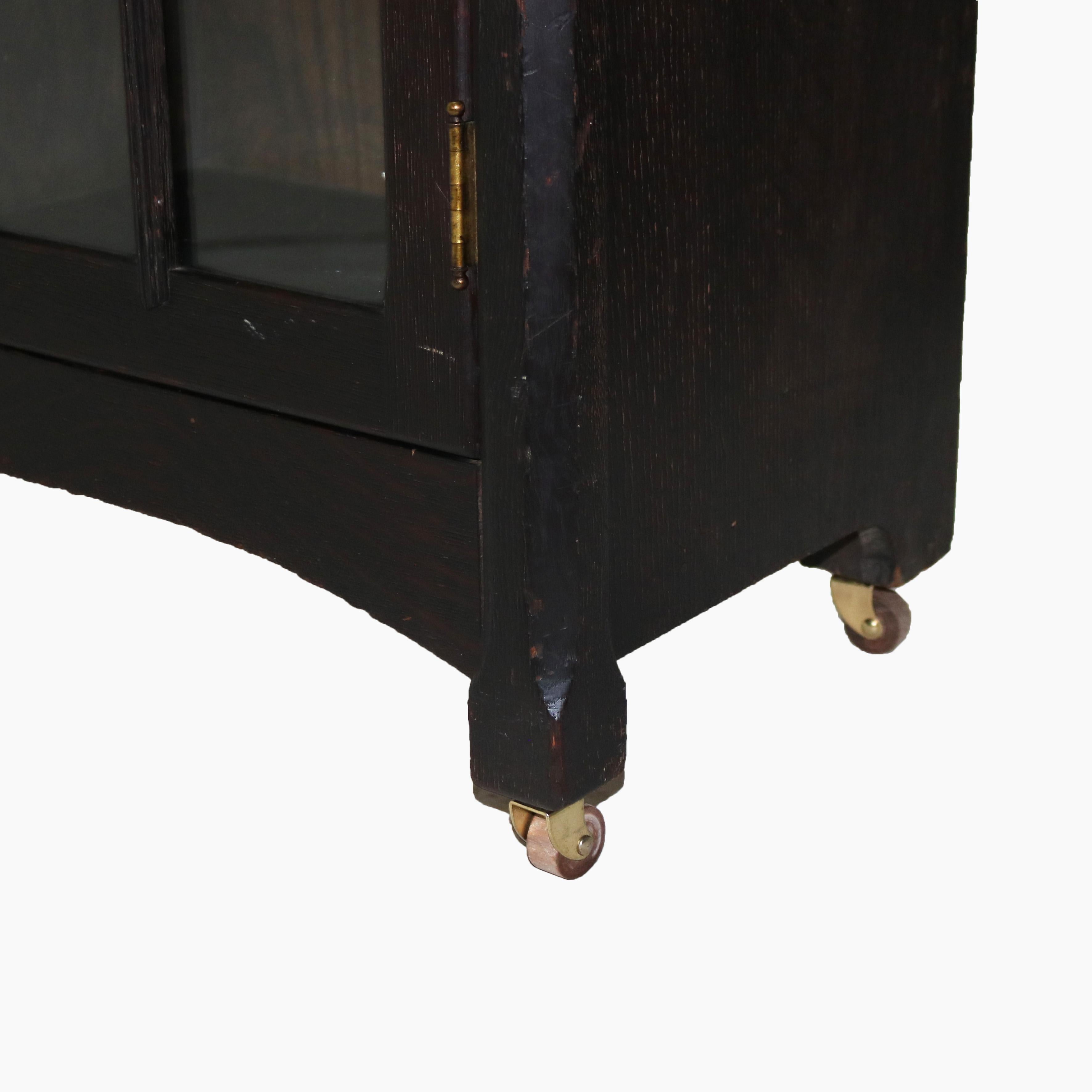 Antikes Stickley School Arts & Crafts Mission Eichenholz-Doppeltüren-Bücherregal C1910 (20. Jahrhundert) im Angebot