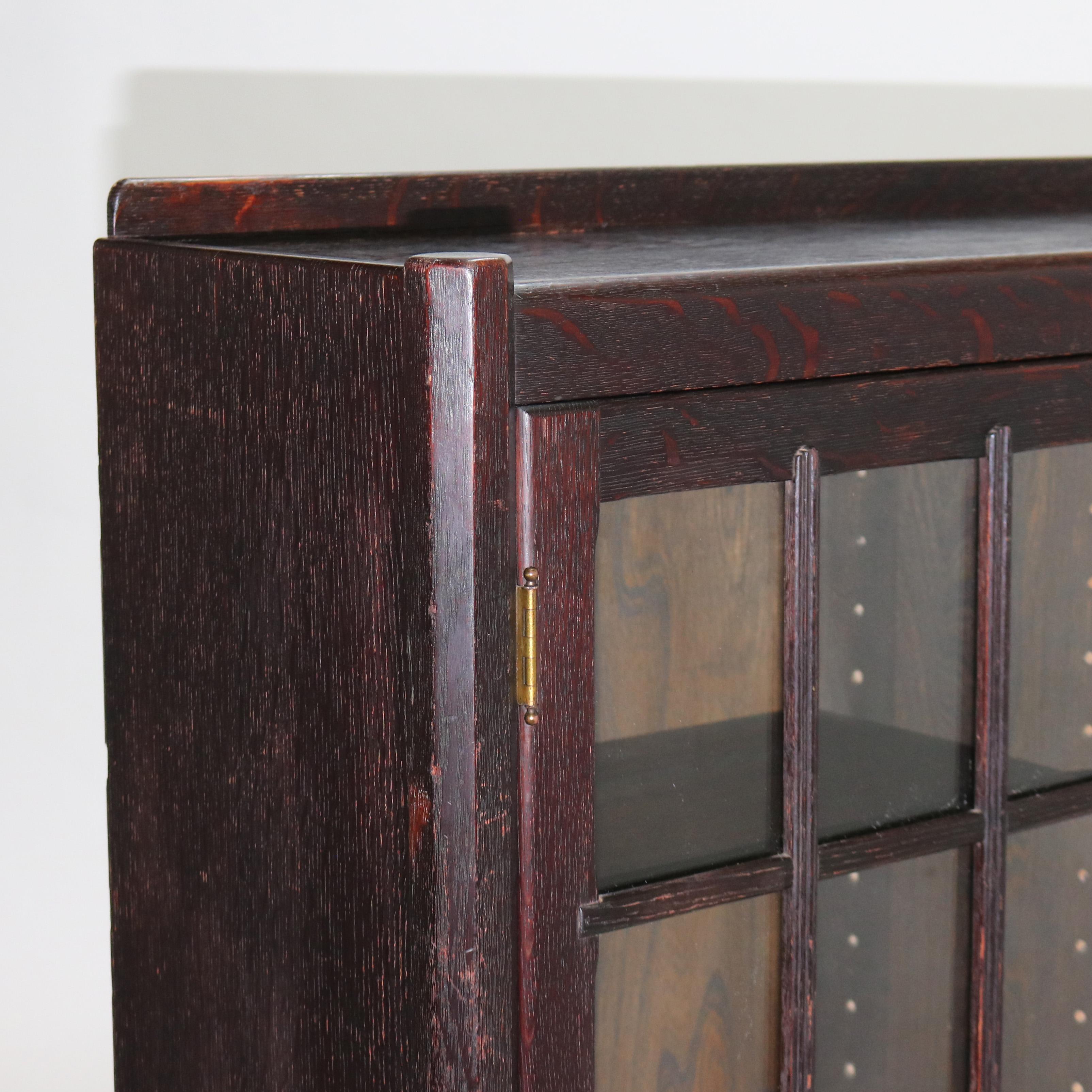 Antikes Stickley School Arts & Crafts Mission Eichenholz-Doppeltüren-Bücherregal C1910 im Angebot 1