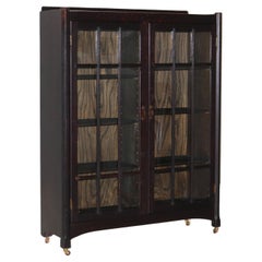 Antique Stickley School Arts & Crafts Mission Oak Double Door Bookcase C1910
