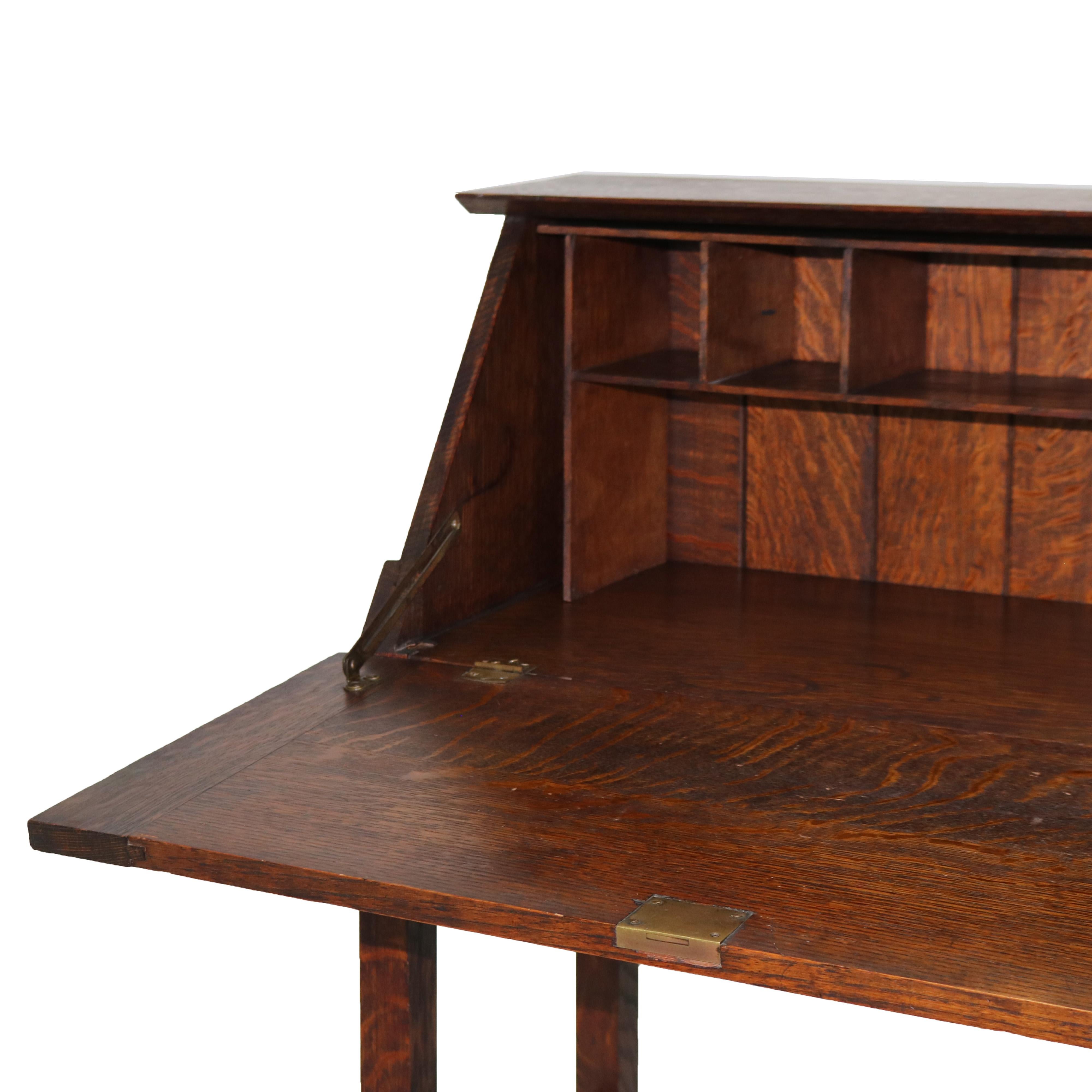 Antique Stickley School Arts & Crafts Mission Oak Drop Front Desk C1910 5