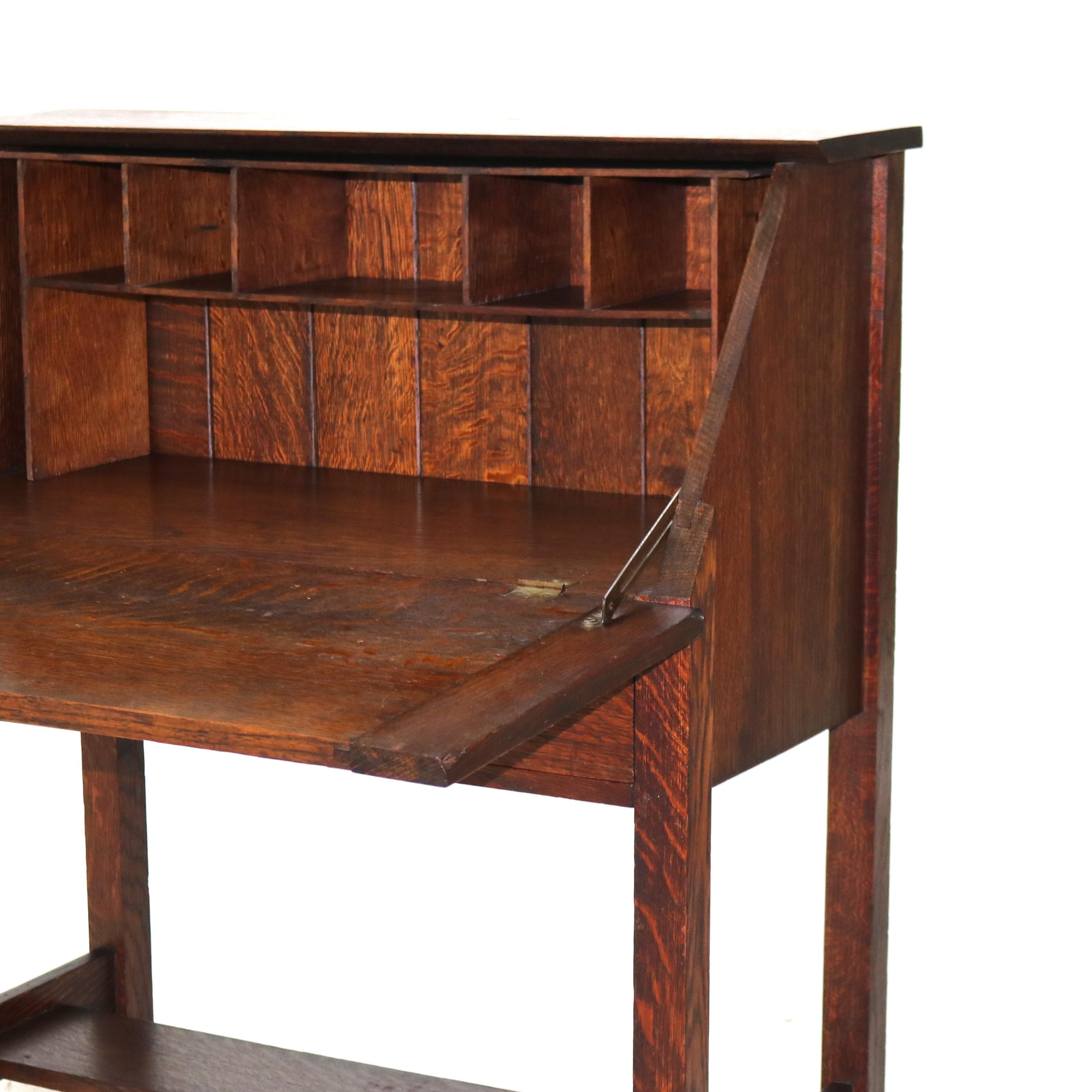 Antique Stickley School Arts & Crafts Mission Oak Drop Front Desk C1910 6