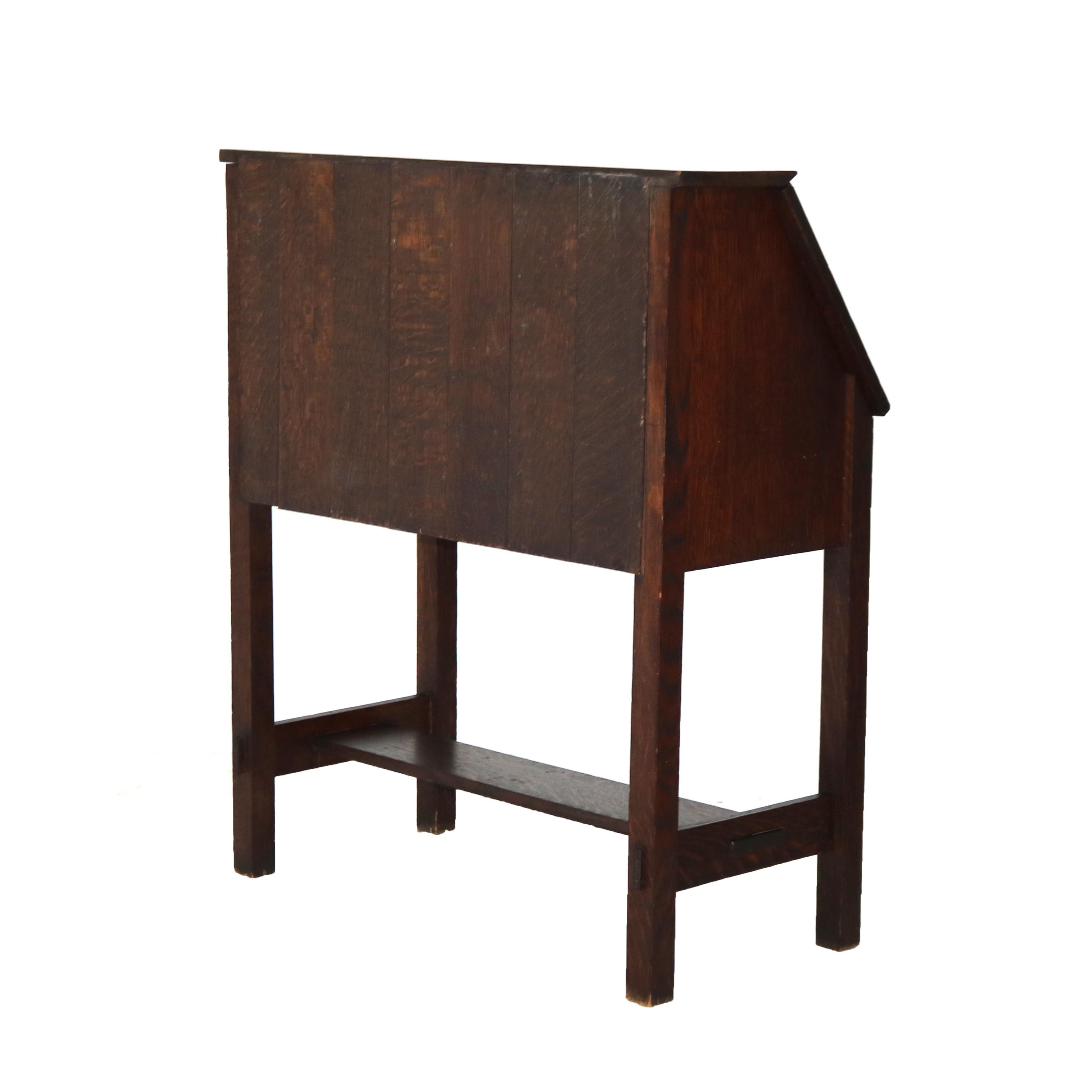 Antique Stickley School Arts & Crafts Mission Oak Drop Front Desk C1910 10