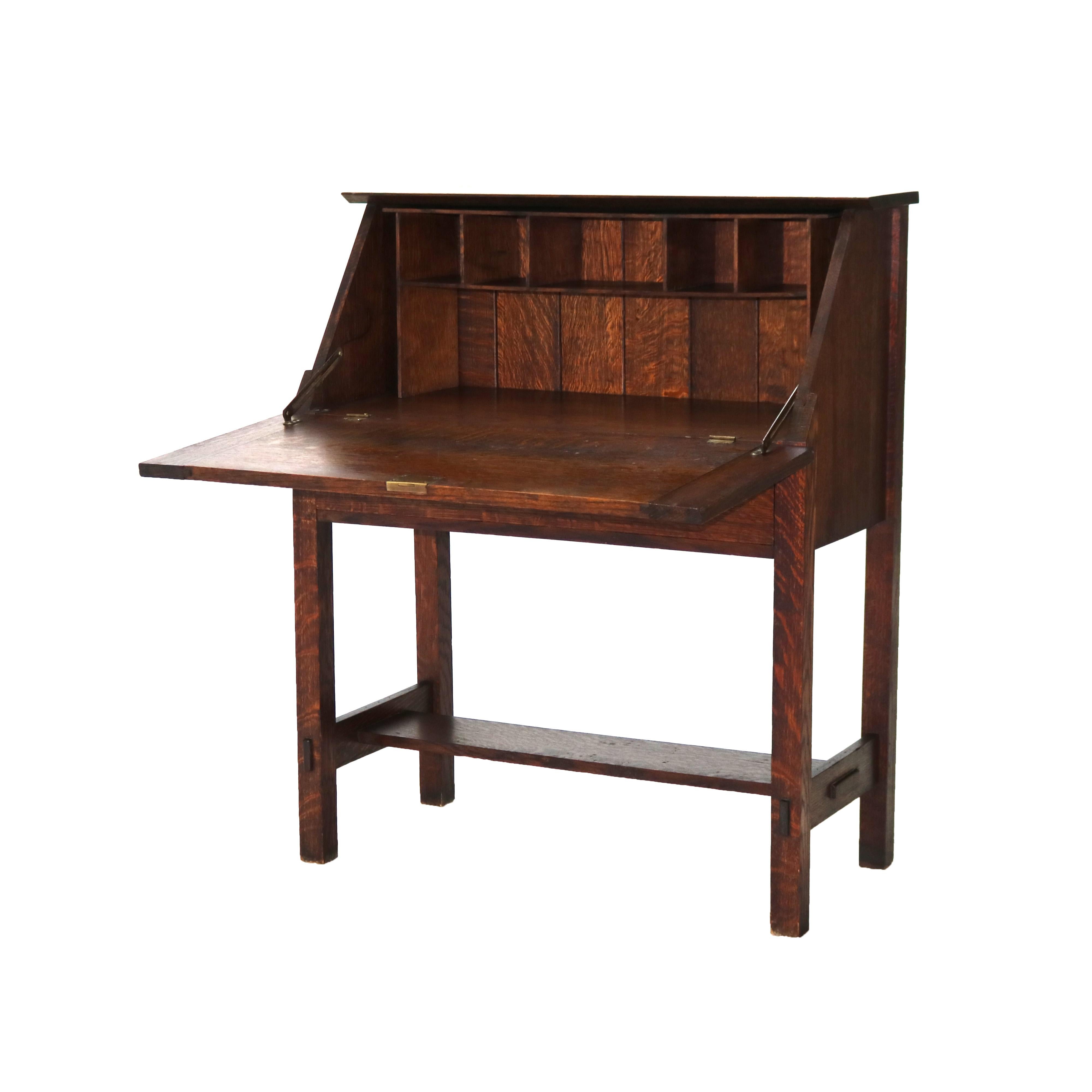 ***Reduced Delivery Rates - See Below or Click “Ask The Seller” to Request a Quote***

Antique Stickley School Arts and Crafts Mission Oak Drop Front Desk with Upper Pigeon Holes and Lower Drawer C1910

Measures - 40.75