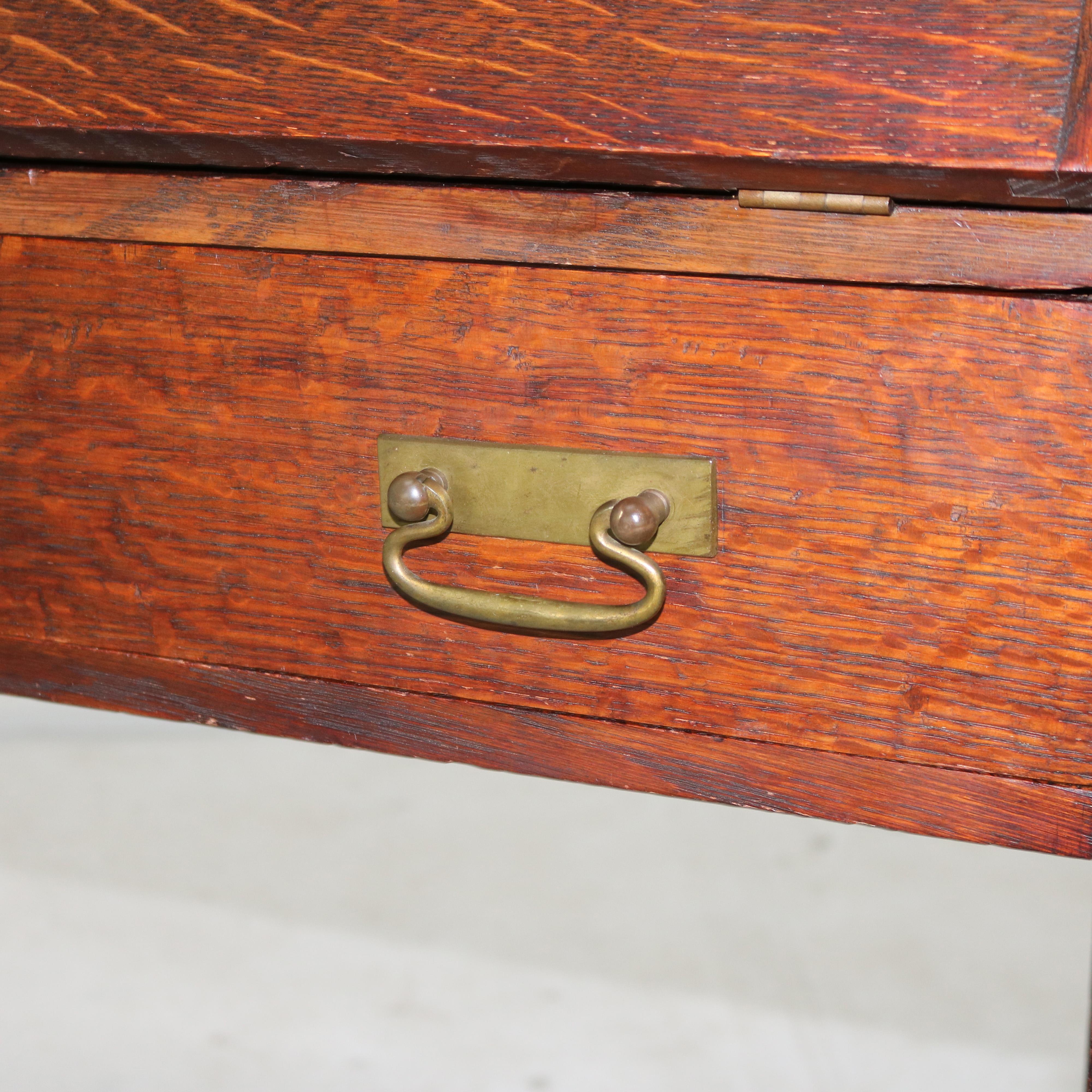 Arts and Crafts Antique Stickley School Arts & Crafts Mission Oak Drop Front Desk C1910