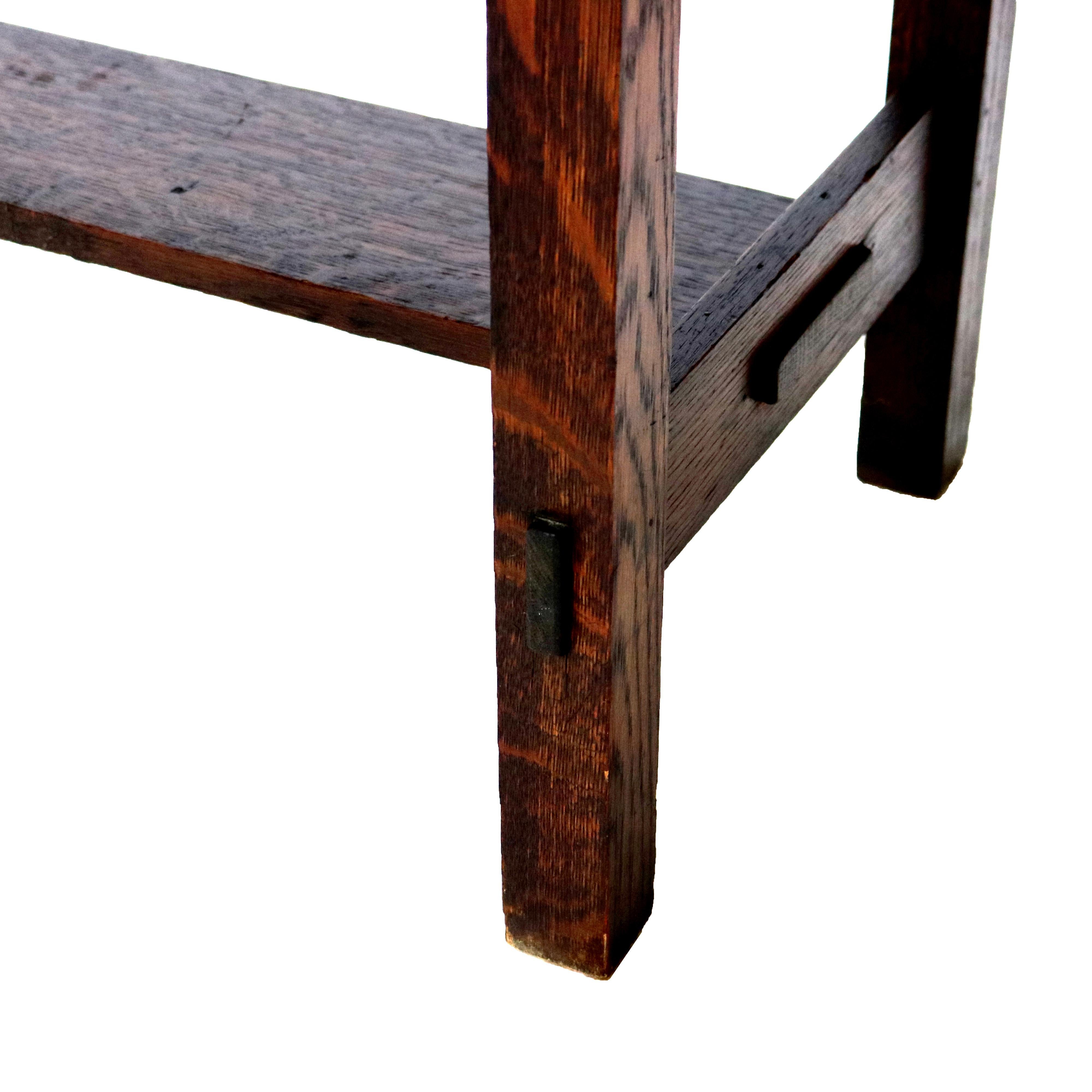 Antique Stickley School Arts & Crafts Mission Oak Drop Front Desk C1910 In Good Condition In Big Flats, NY