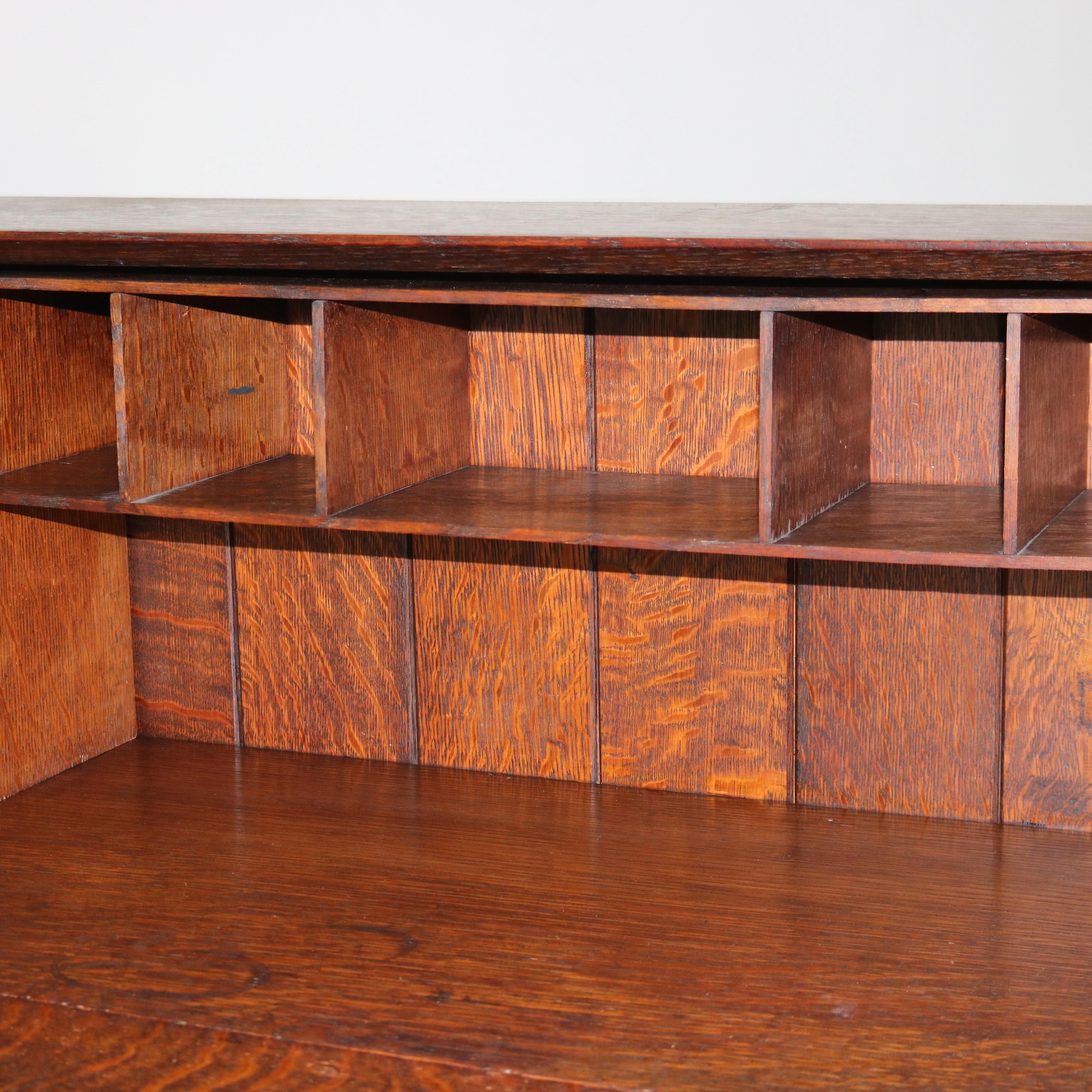 Antique Stickley School Arts & Crafts Mission Oak Drop Front Desk C1910 4