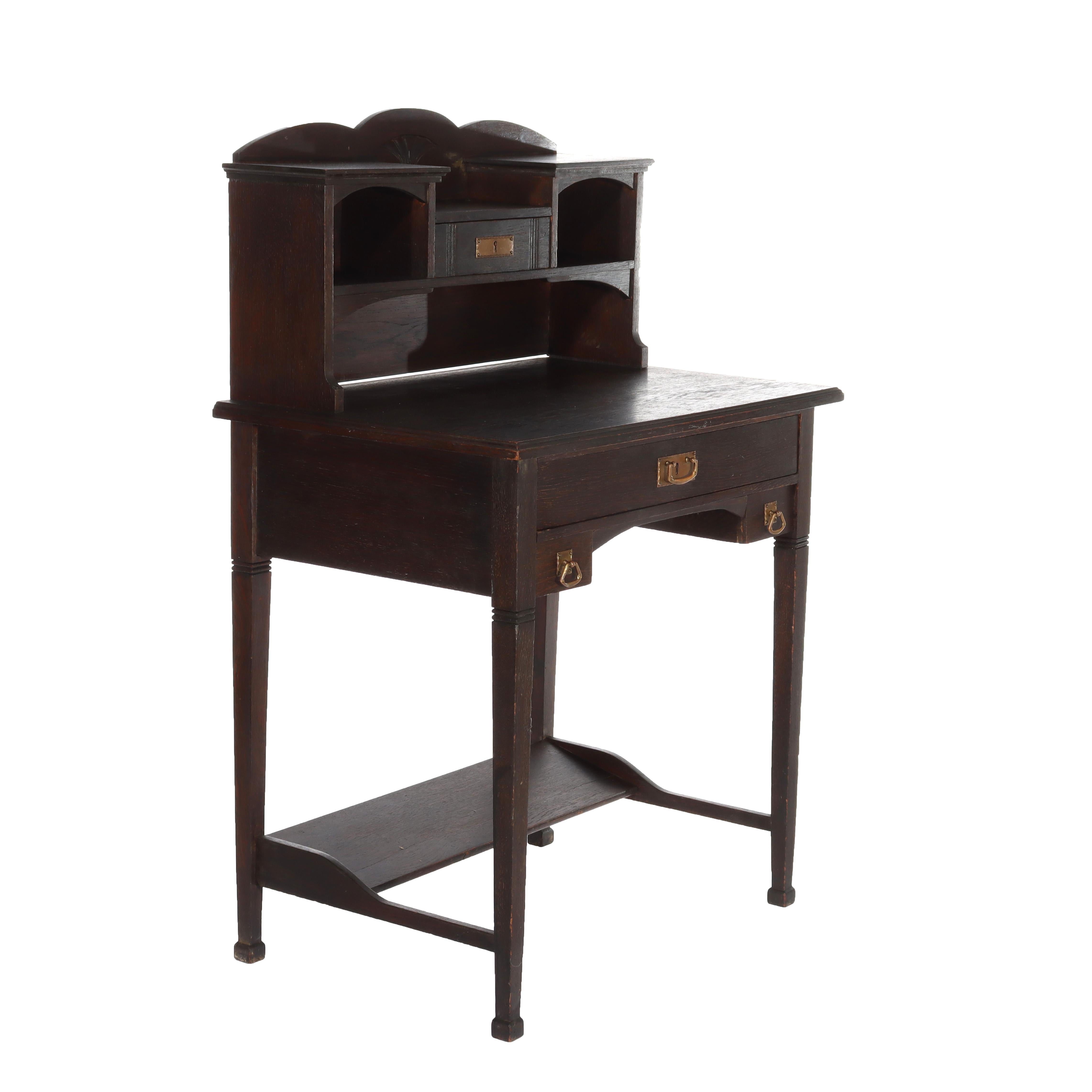 Ancien bureau de dame en chêne Mission Arts & Crafts de l'école Stickley c1920 en vente 9