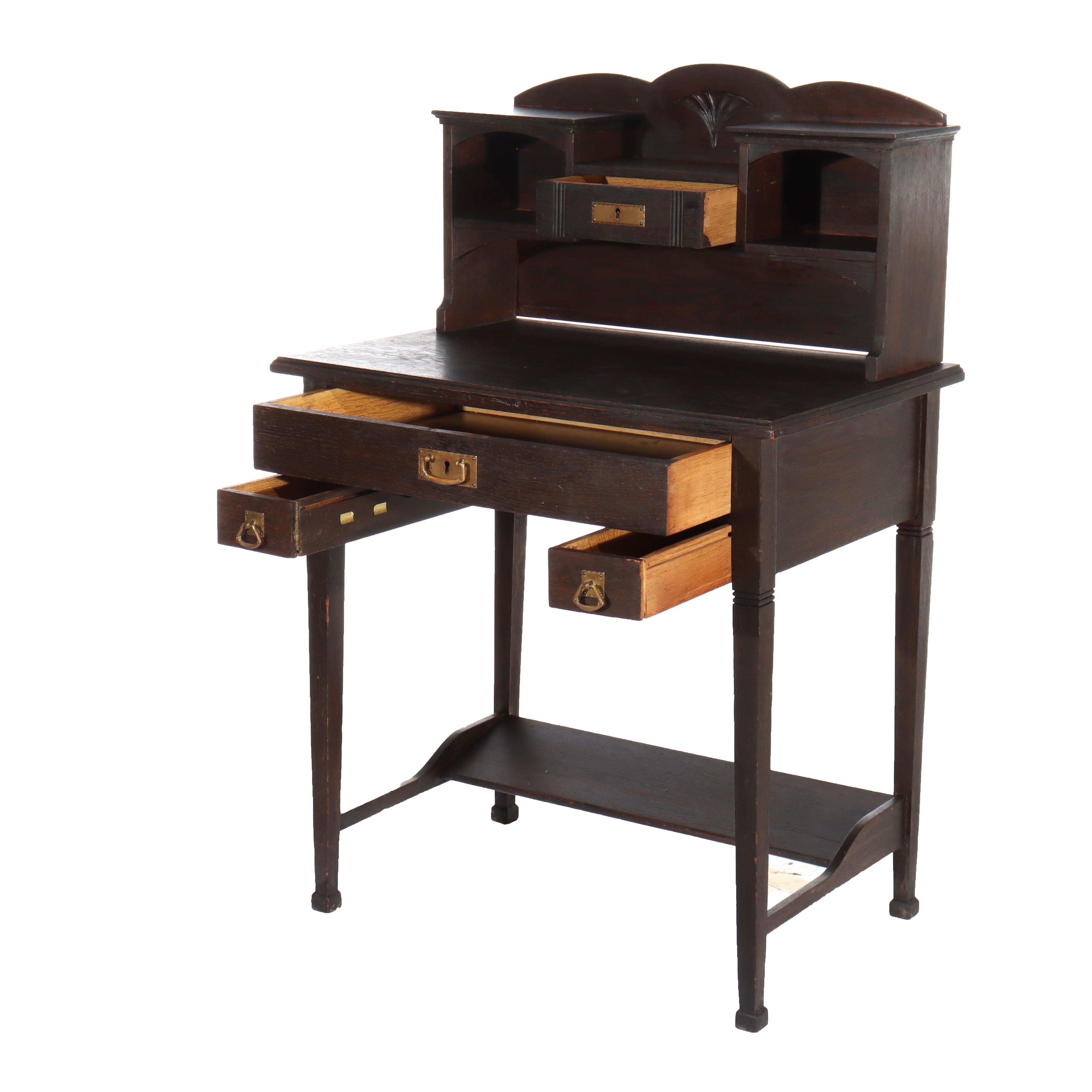 Ancien bureau de dame en chêne Mission Arts & Crafts de l'école Stickley c1920 en vente 3