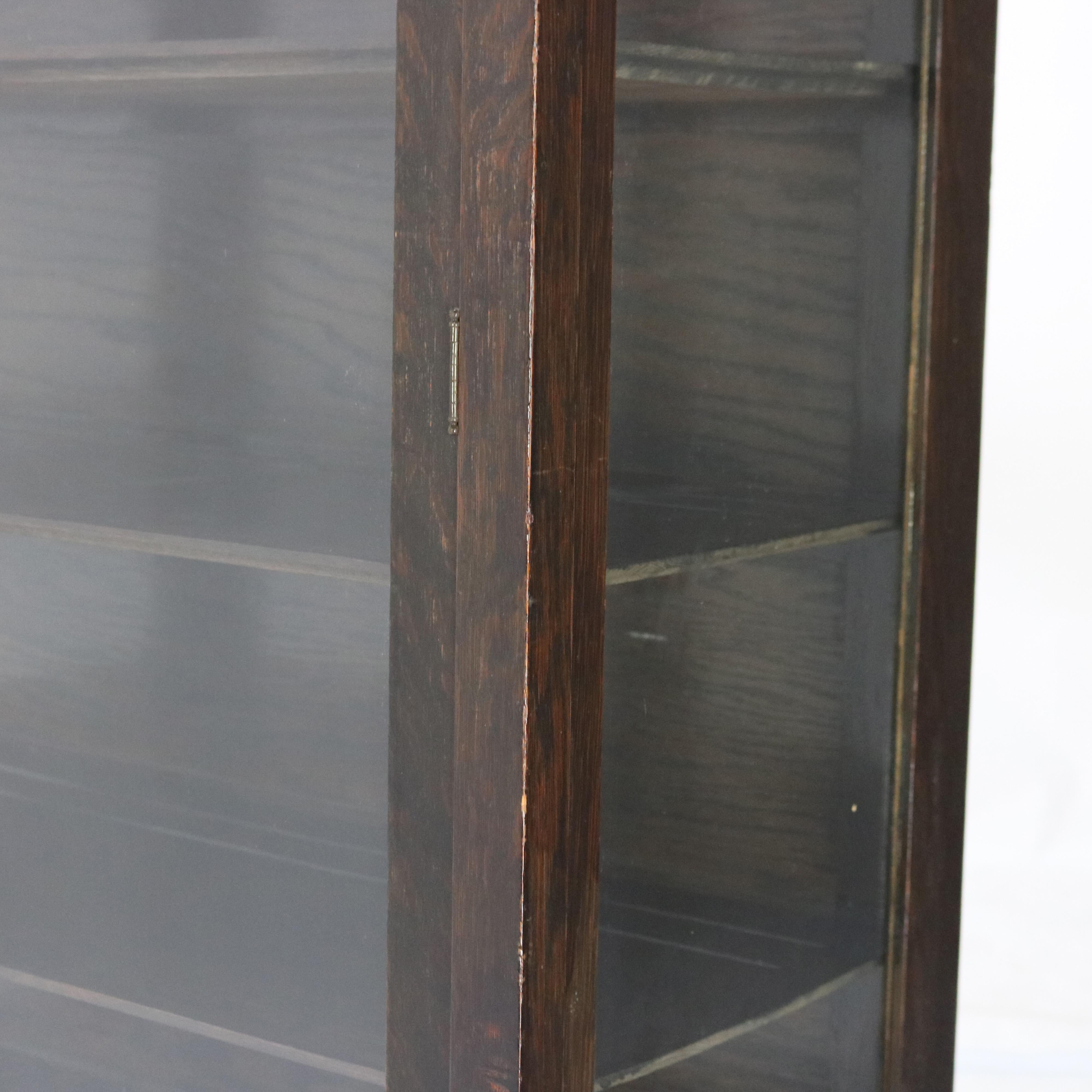 Antigua Escuela Stickley Arts & Crafts Mission Oak MIrrored China Cabinet C1910 Roble en venta
