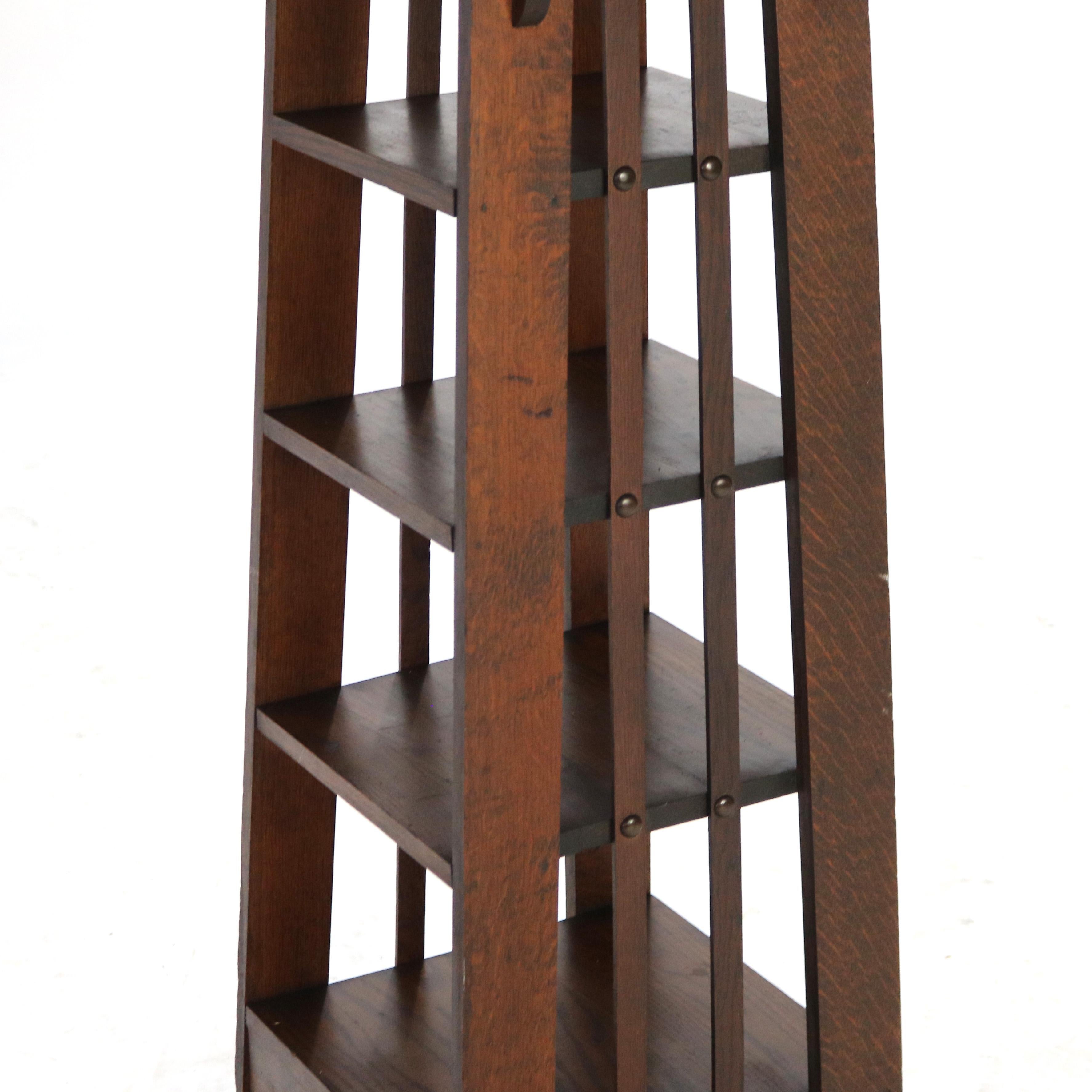 Antiguo revistero Escuela Stickley Arts & Crafts Mission Arts & Crafts C1920 en venta 3