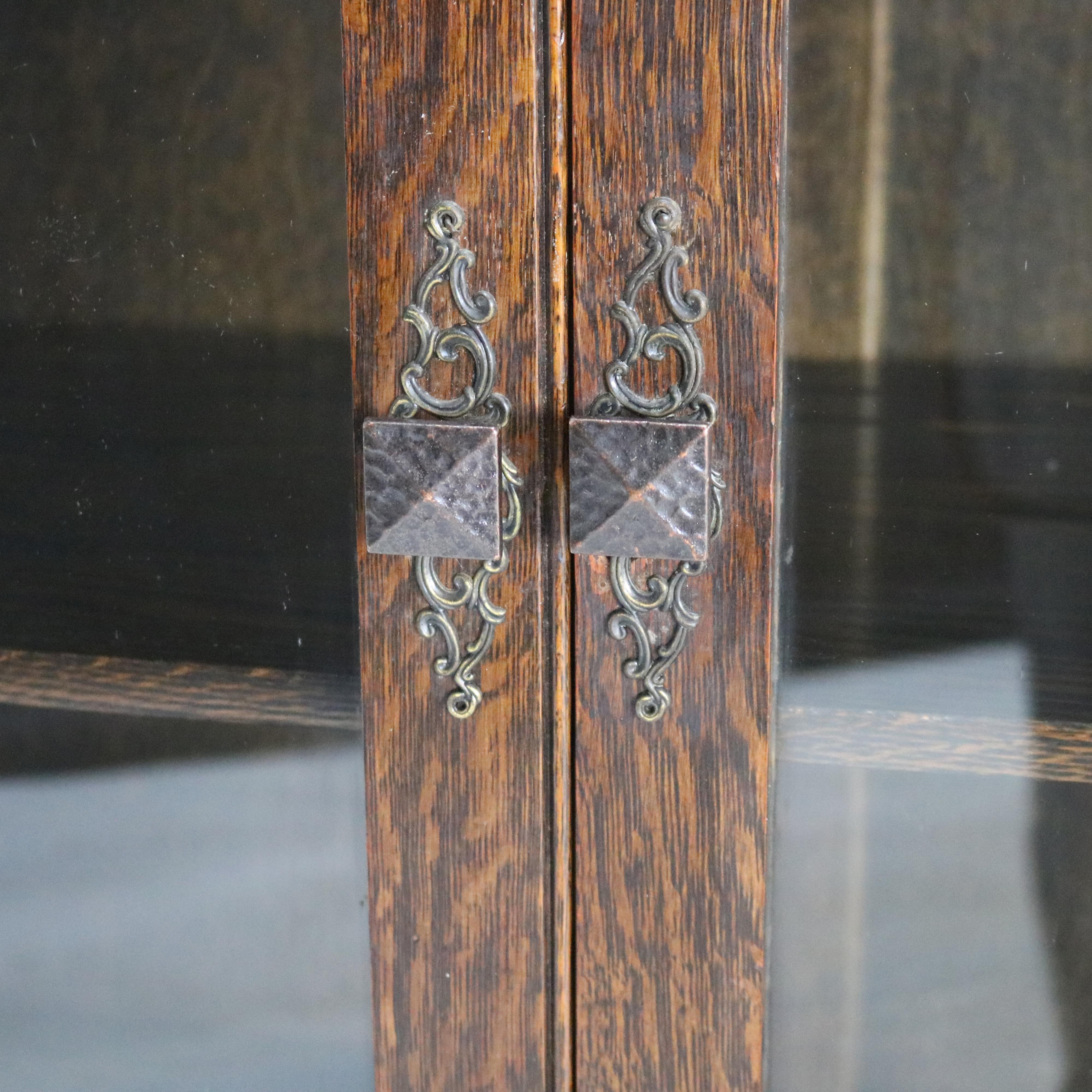 Antigua Escuela Stickley Arts & Crafts Mission Oak Librería de dos puertas C1920 2