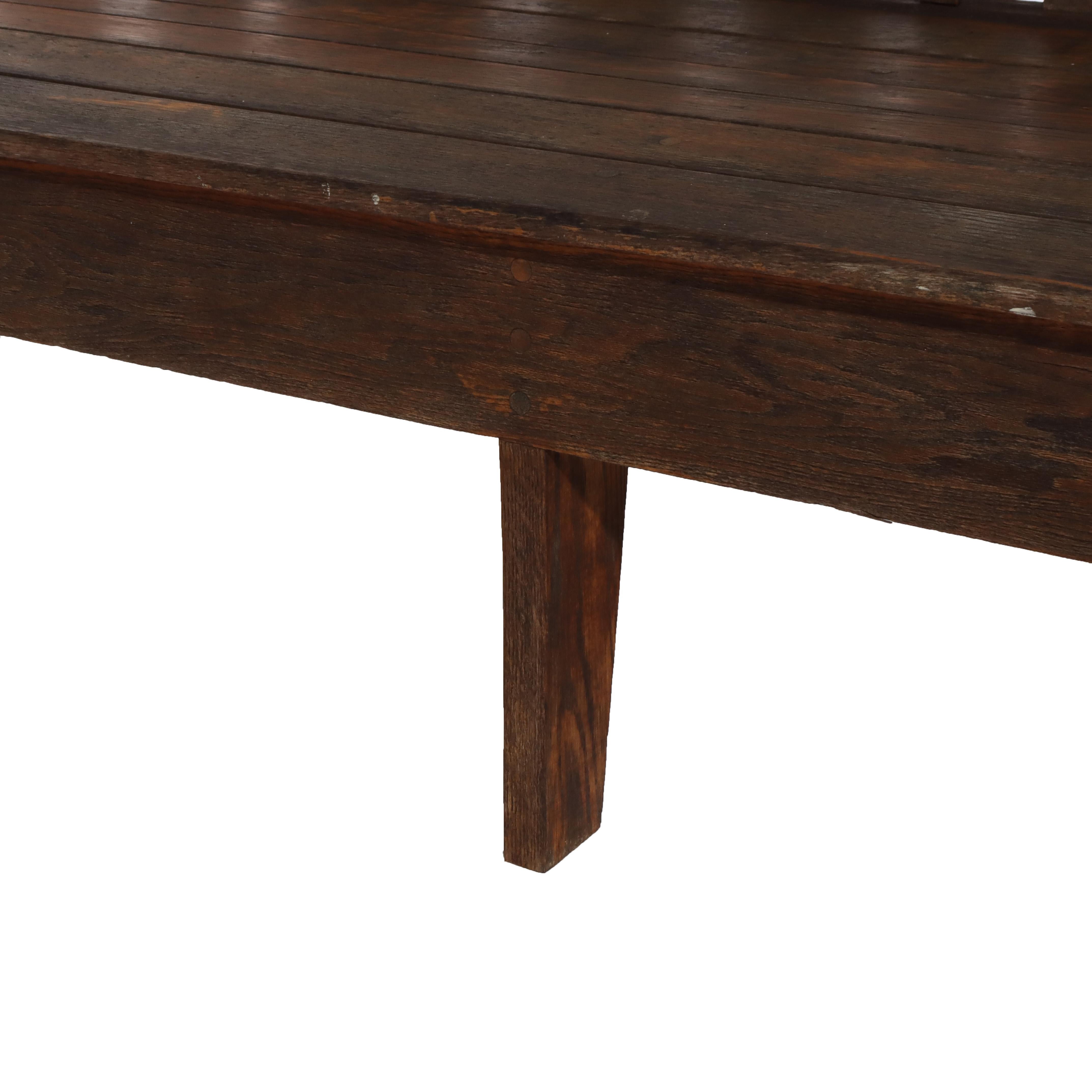 Antique Stickley School Arts & Crafts Oak 8' Long Bench C1920 en vente 1