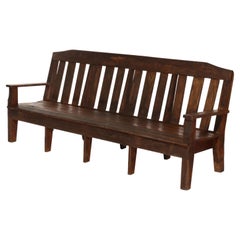 Antike Stickley Schule Arts & Crafts Eiche 8' lange Bank C1920