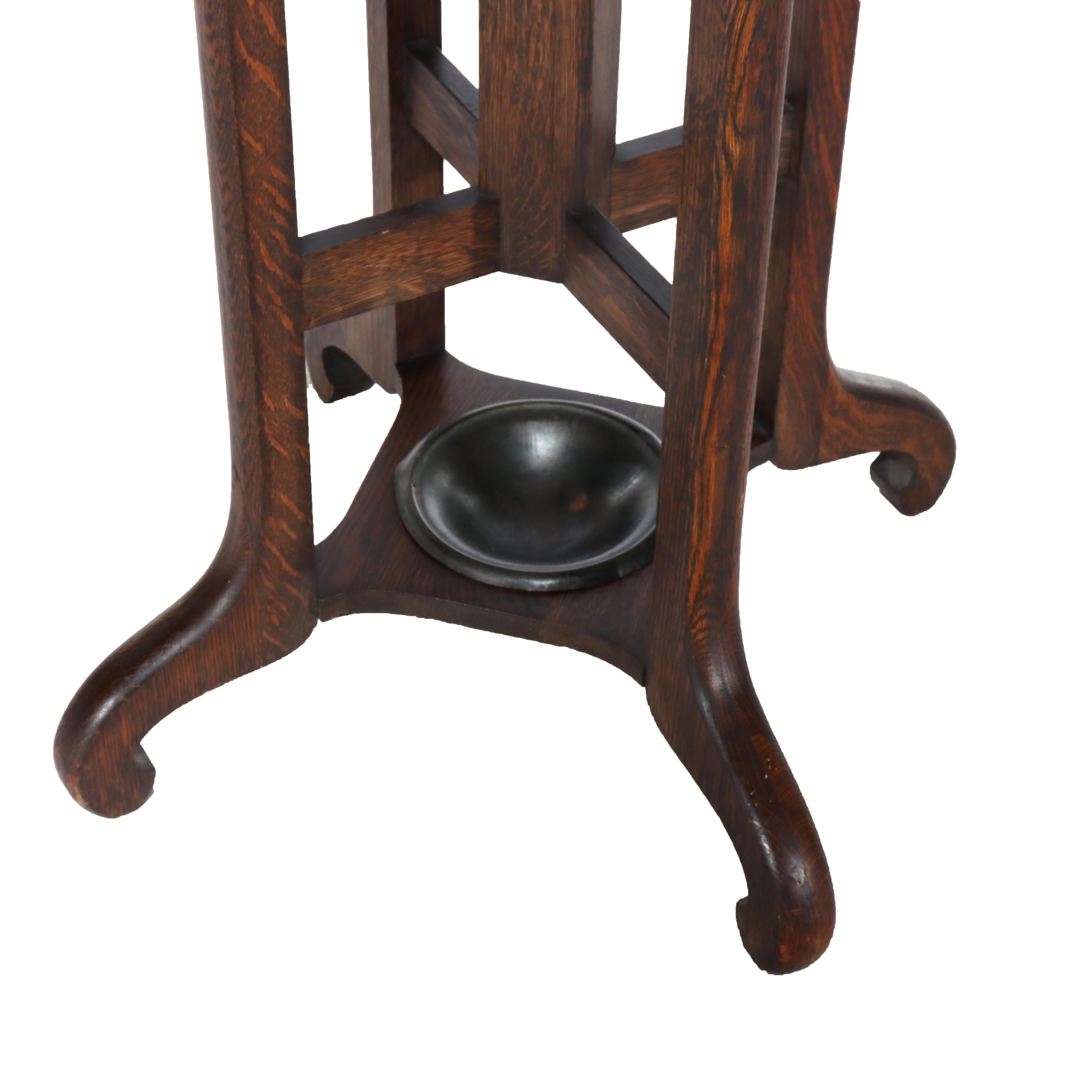 Quercia Antique Stickley School Arts & Crafts Oak Hat Rack & Umbrella Stand C1920 in vendita