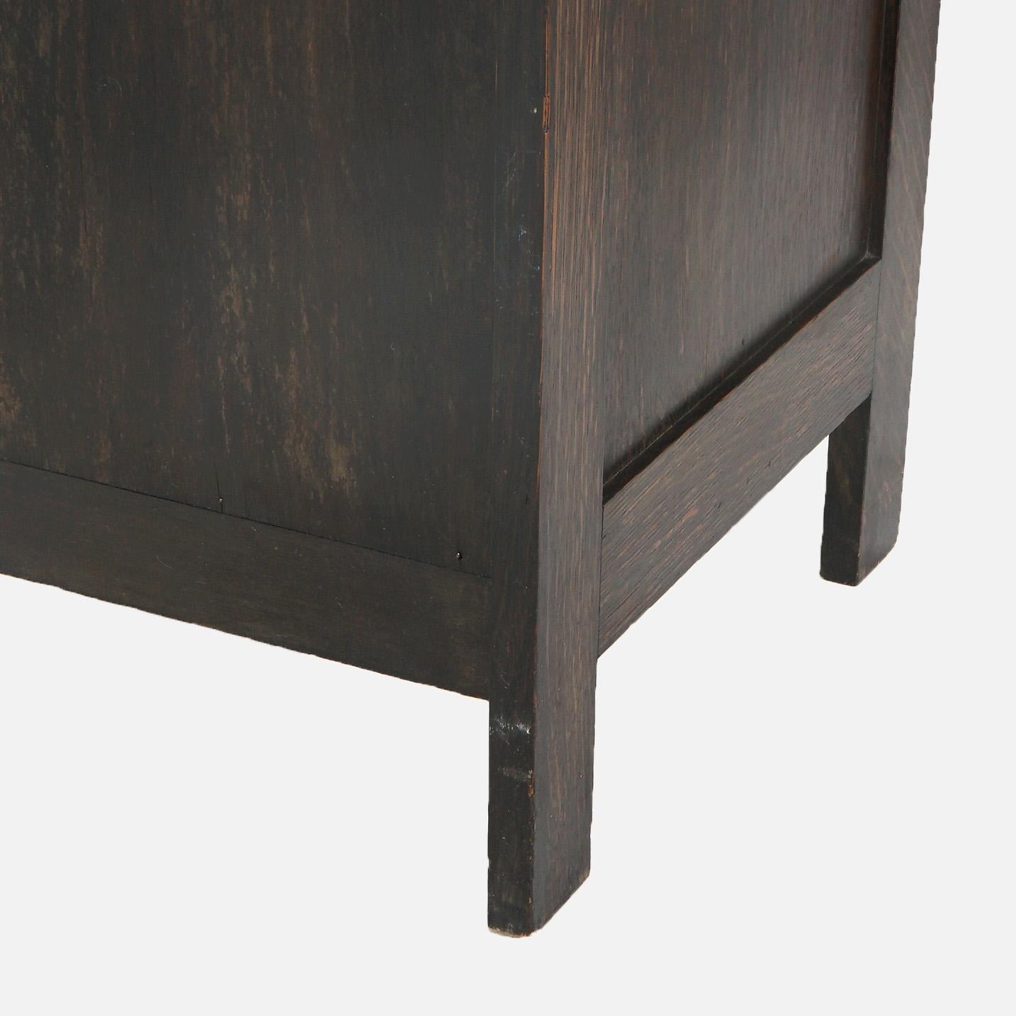 Antique Stickley School Arts & Crafts Oak Single Door & Drawer Cellarette c1910 5