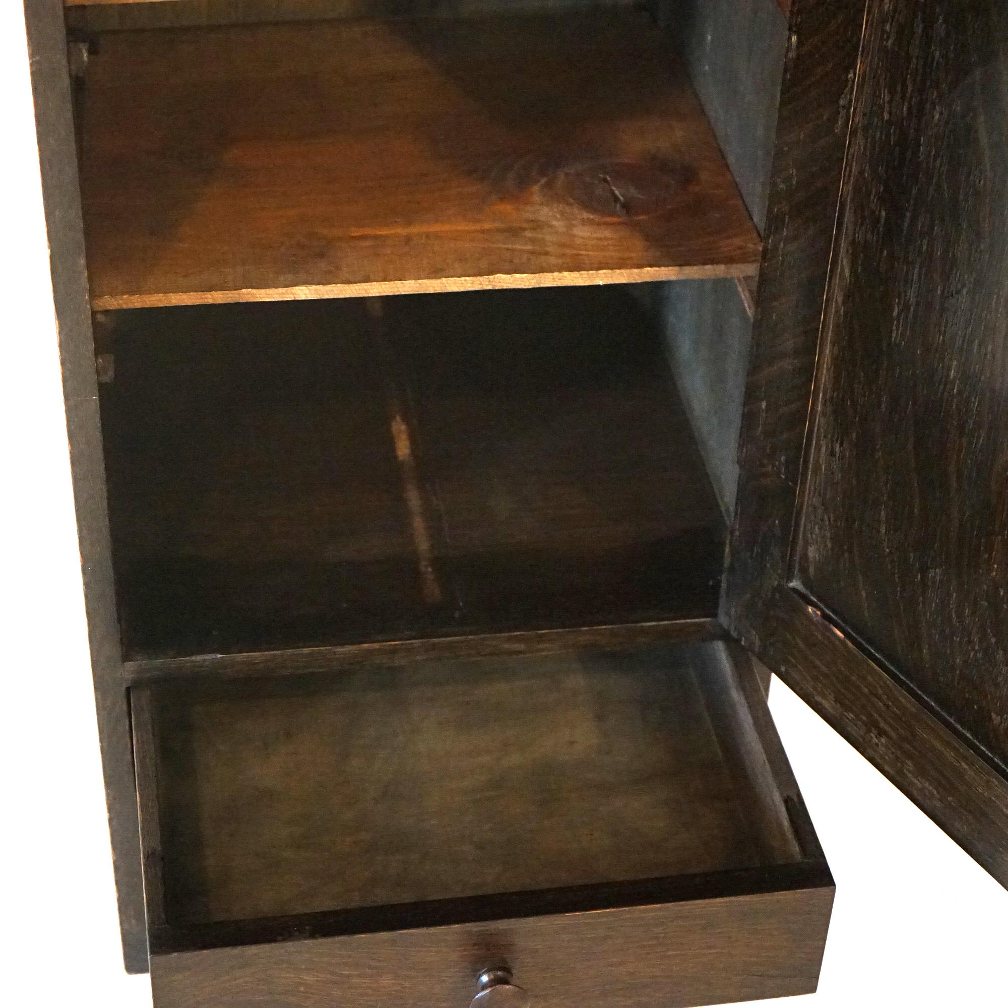 20th Century Antique Stickley School Arts & Crafts Oak Single Door & Drawer Cellarette c1910