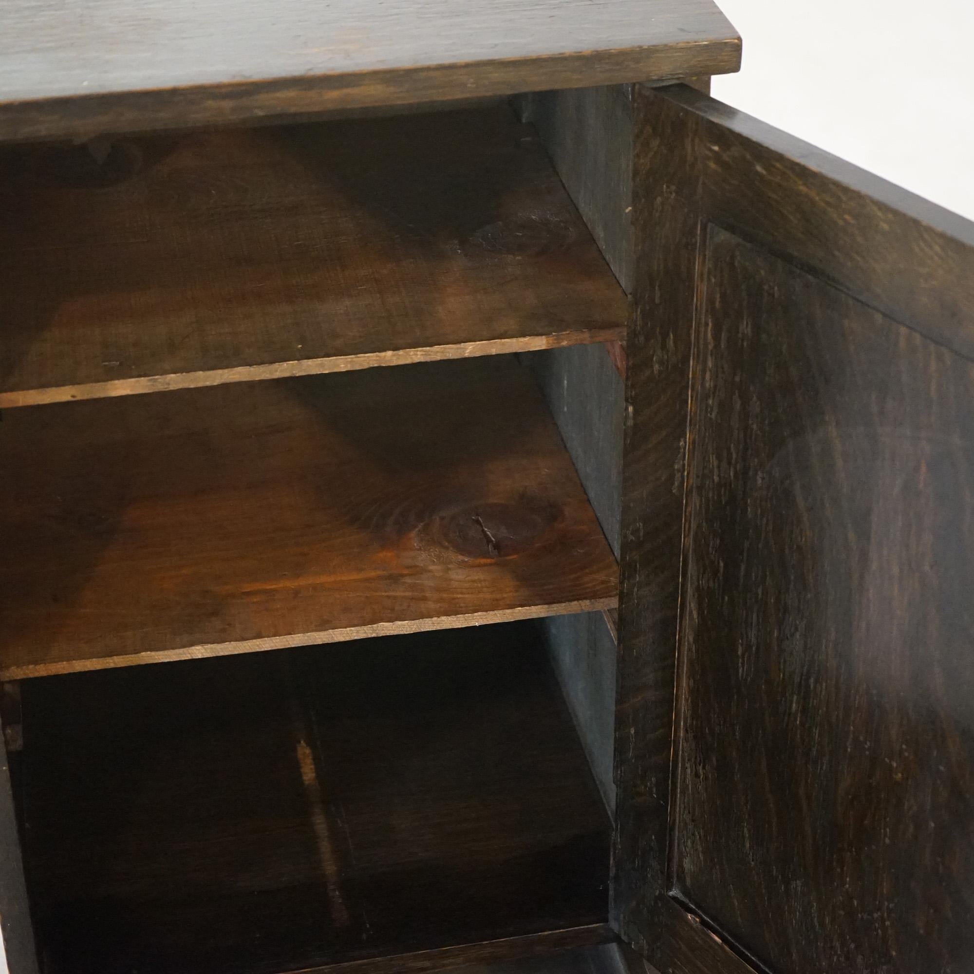 Antique Stickley School Arts & Crafts Oak Single Door & Drawer Cellarette c1910 1