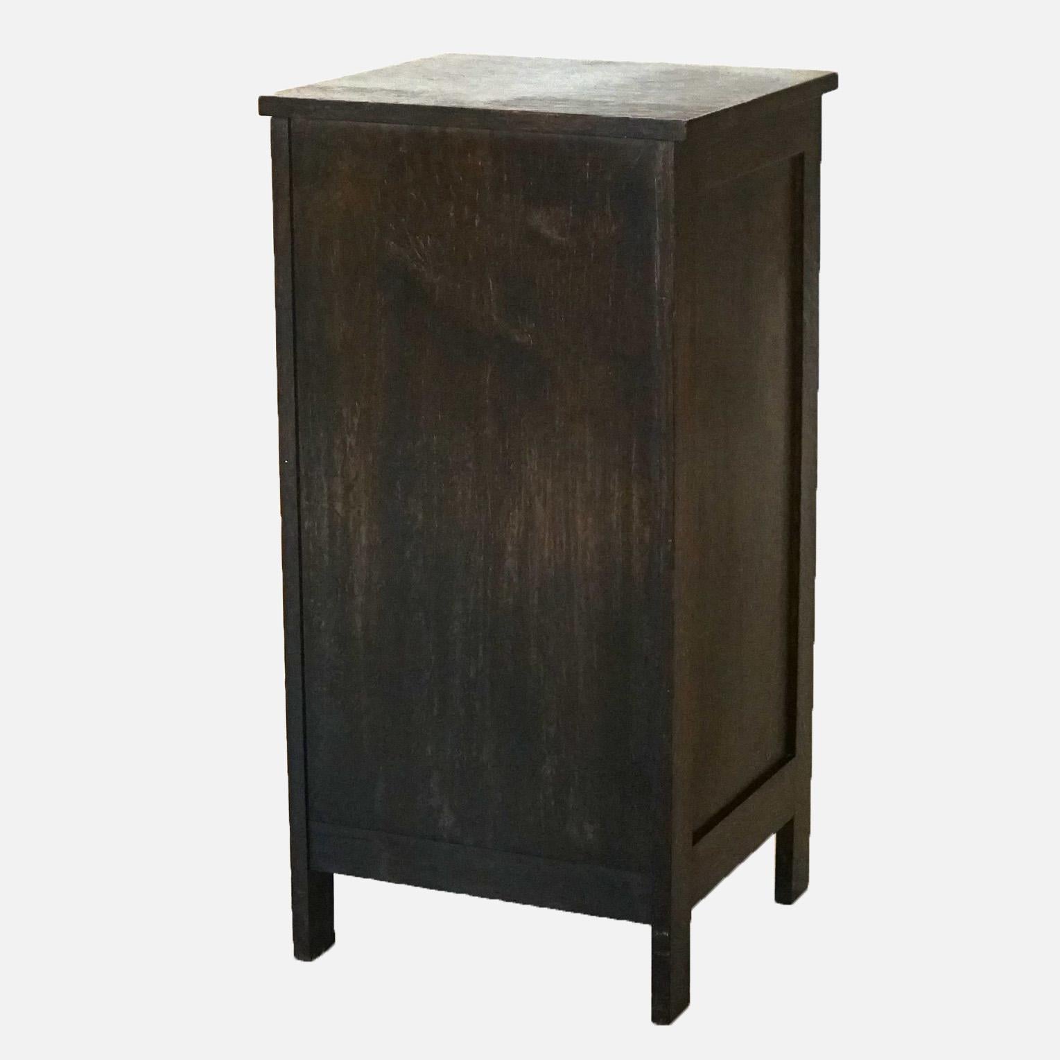 Antique Stickley School Arts & Crafts Oak Single Door & Drawer Cellarette c1910 2