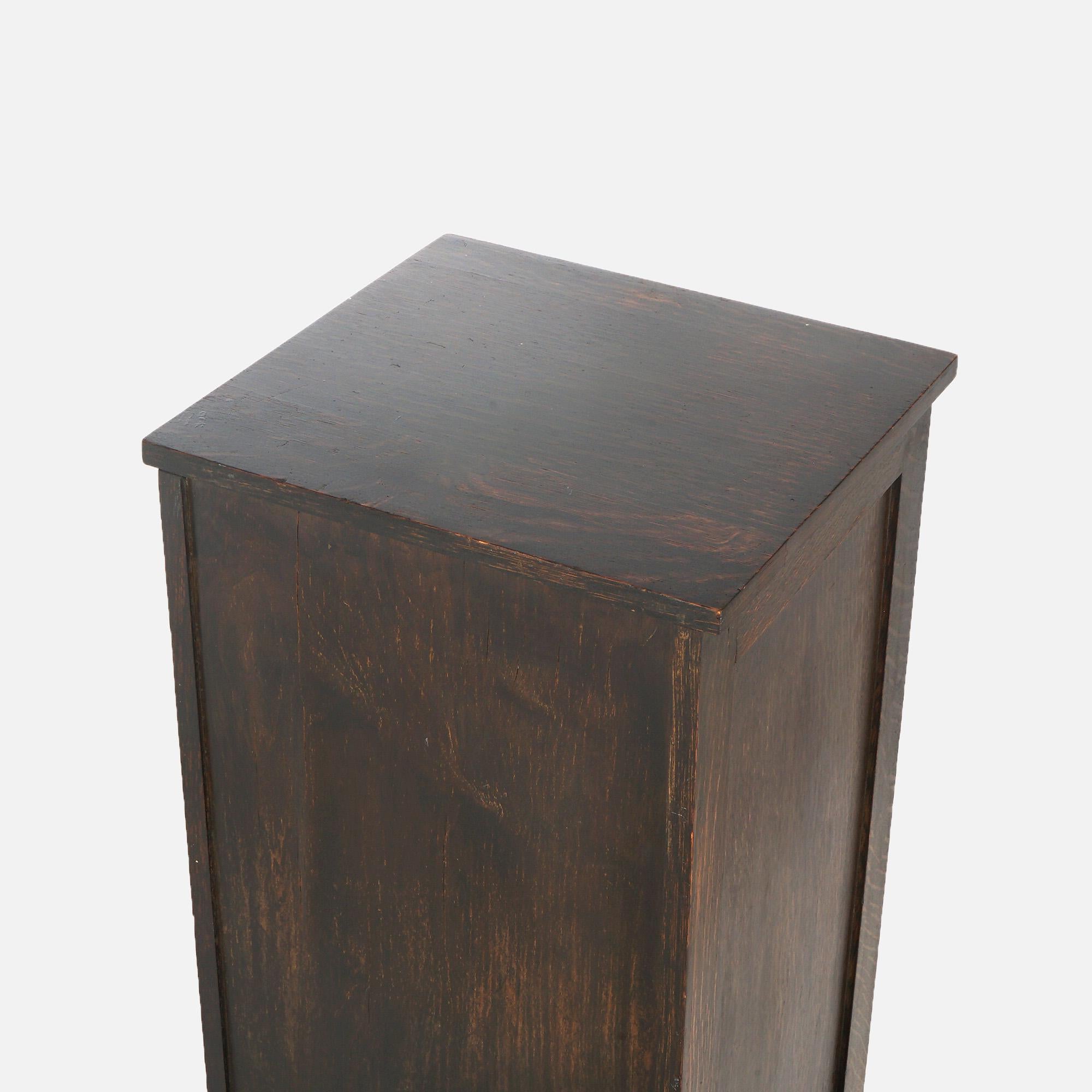 Antique Stickley School Arts & Crafts Oak Single Door & Drawer Cellarette c1910 4