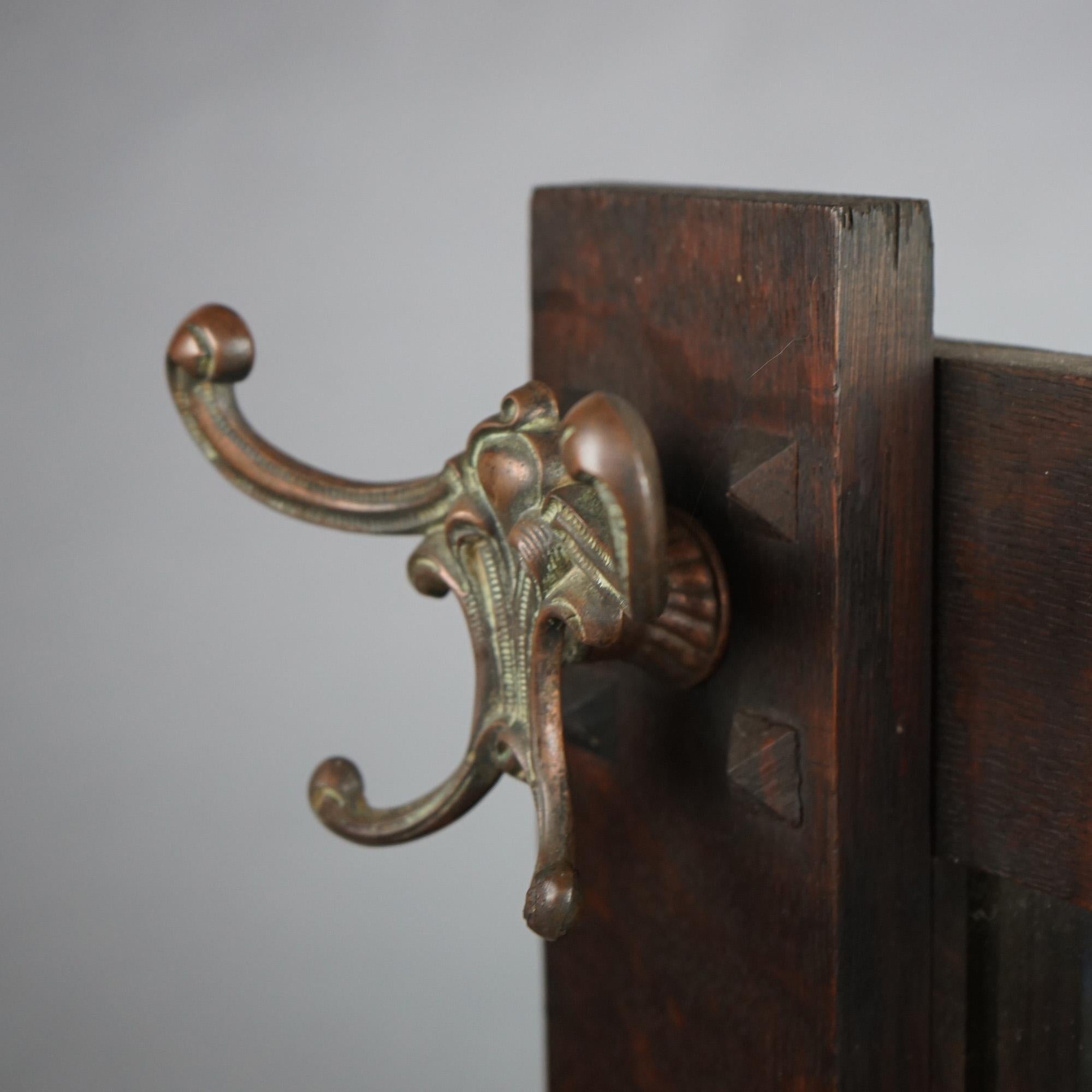 Antique Stickley School Mission Oak Arts & Crafts Hanging Hat Rack C1910 4