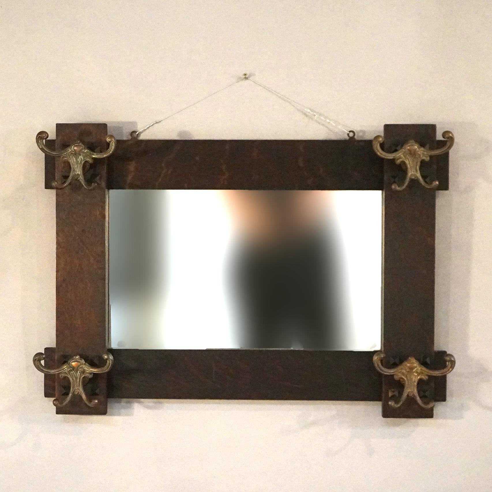Antique Stickley School Mission Oak Arts & Crafts Hanging Hat Rack C1910

Measures - 20.5