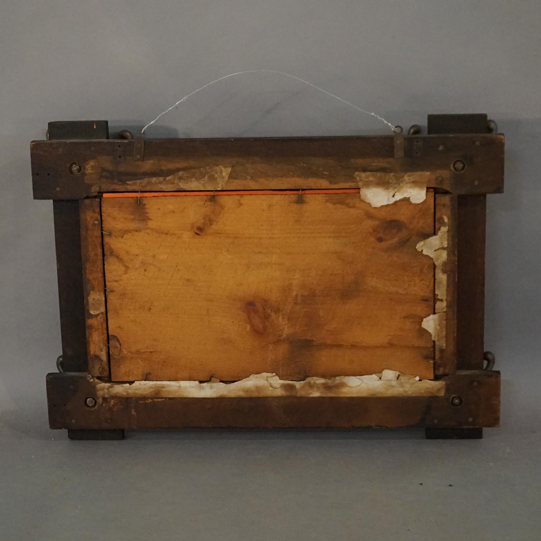 Antique Stickley School Mission Oak Arts & Crafts Hanging Hat Rack C1910 1