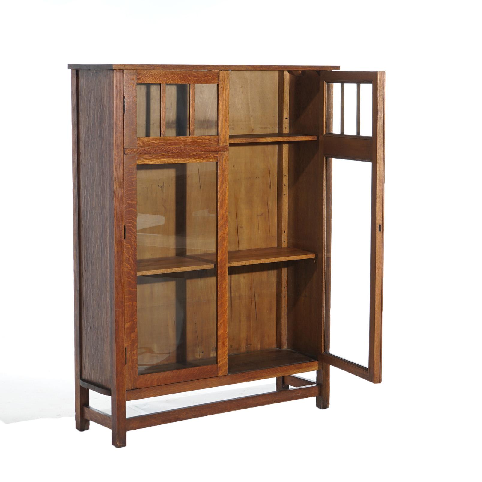 Antique Stickley School Mission Oak Double-Door Bookcase C1910 7