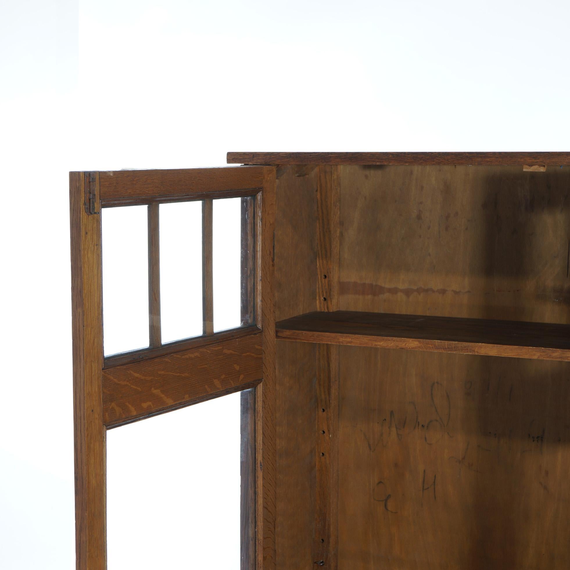Antique Stickley School Mission Oak Double-Door Bookcase C1910 In Good Condition In Big Flats, NY