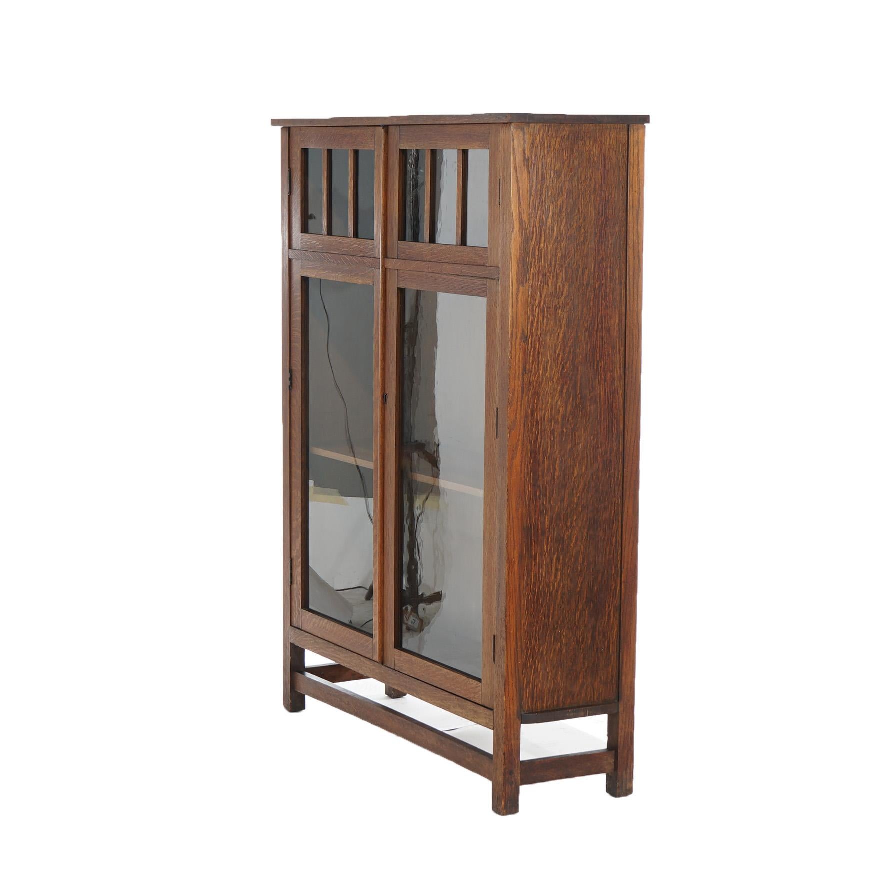 Antique Stickley School Mission Oak Double-Door Bookcase C1910 2