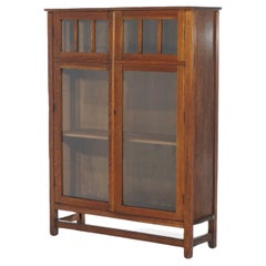 Antique Stickley School Mission Oak Double-Door Bookcase C1910