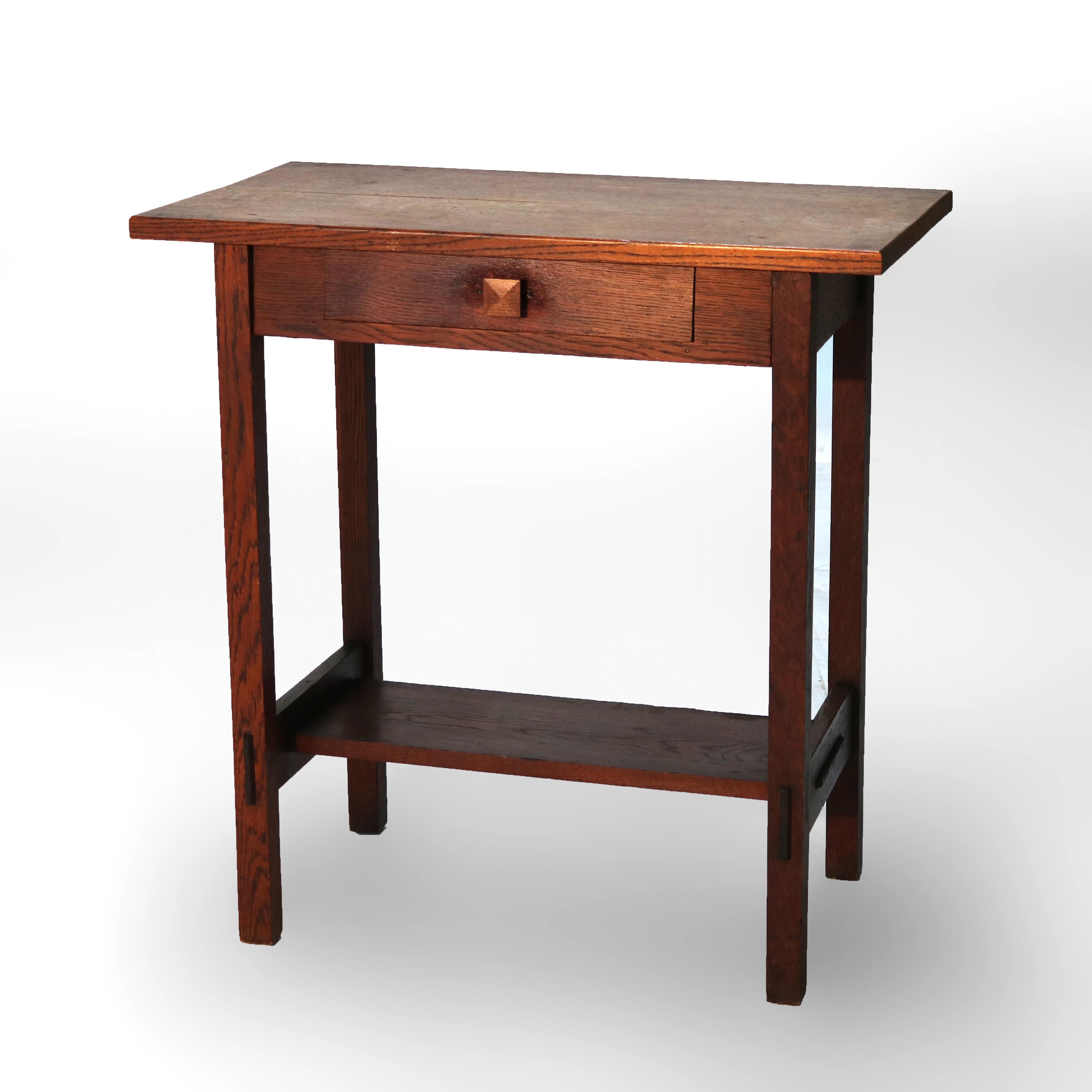 Antique Stickley School Mission Oak Side Table with Single Drawer C1910 2