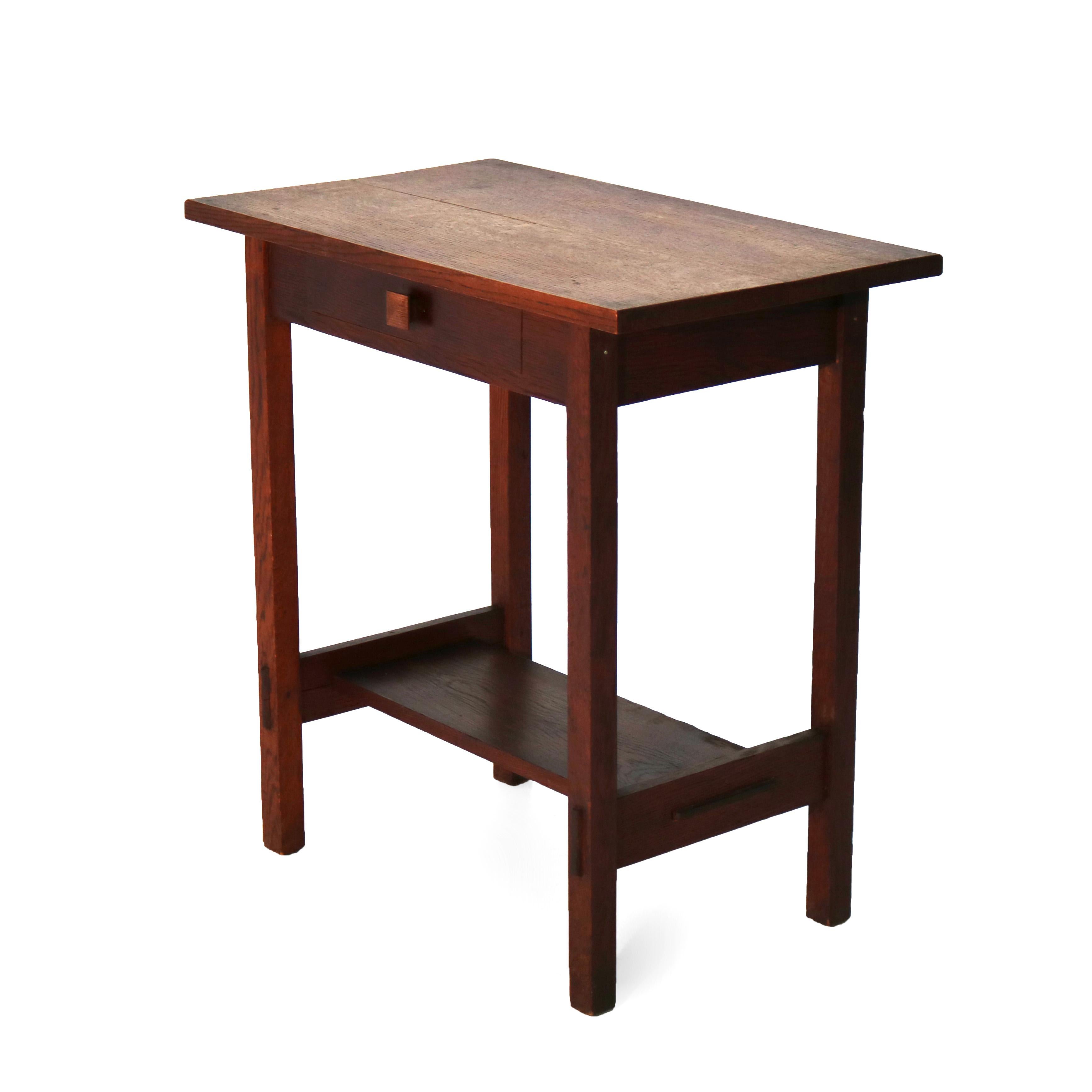 Antique Stickley School Mission Oak Side Table with Single Drawer C1910 4