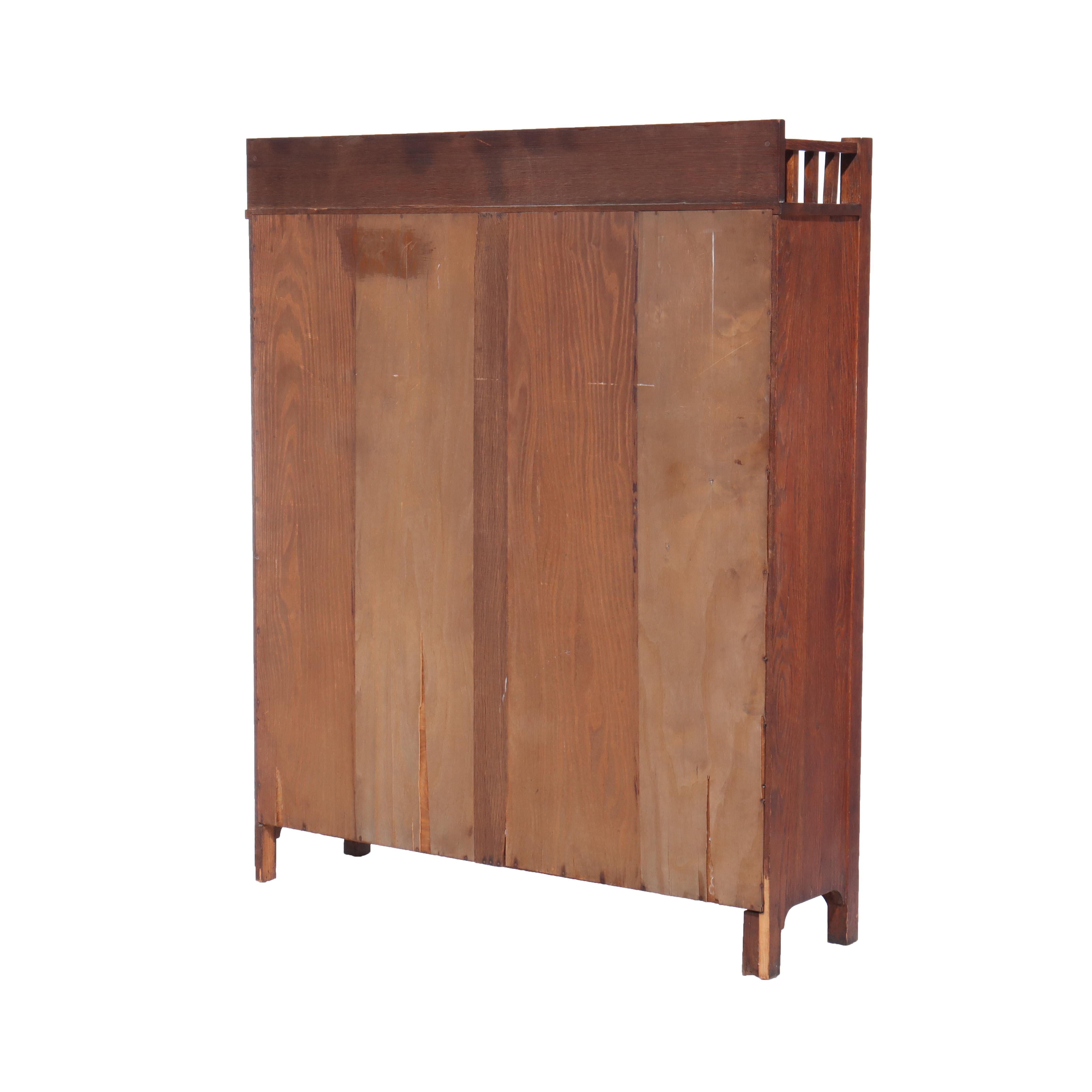 Ancienne bibliothèque Stickley School en Oak Oak à 2 portes avec verre au plomb v1920 en vente 5