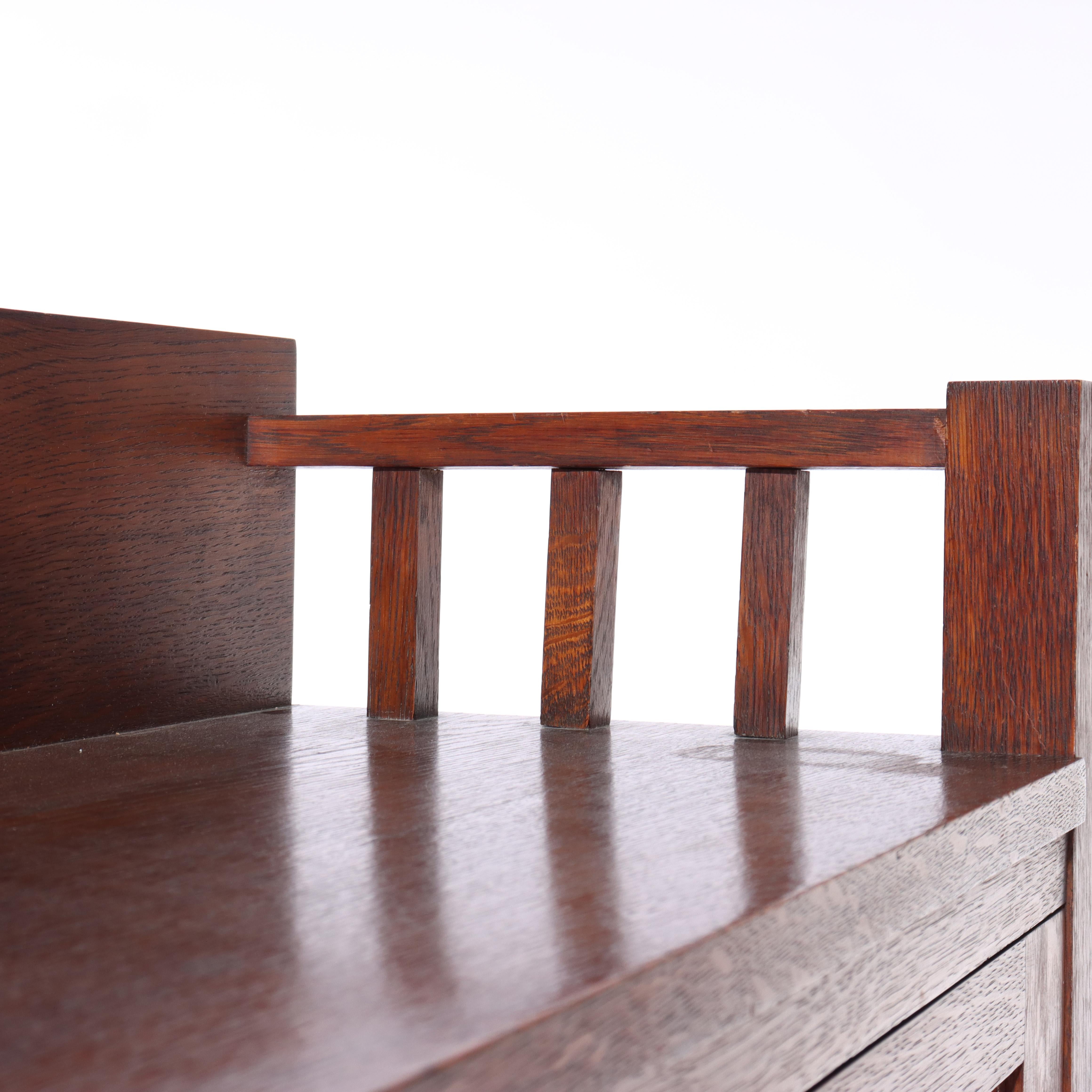 Ancienne bibliothèque Stickley School en Oak Oak à 2 portes avec verre au plomb v1920 en vente 9