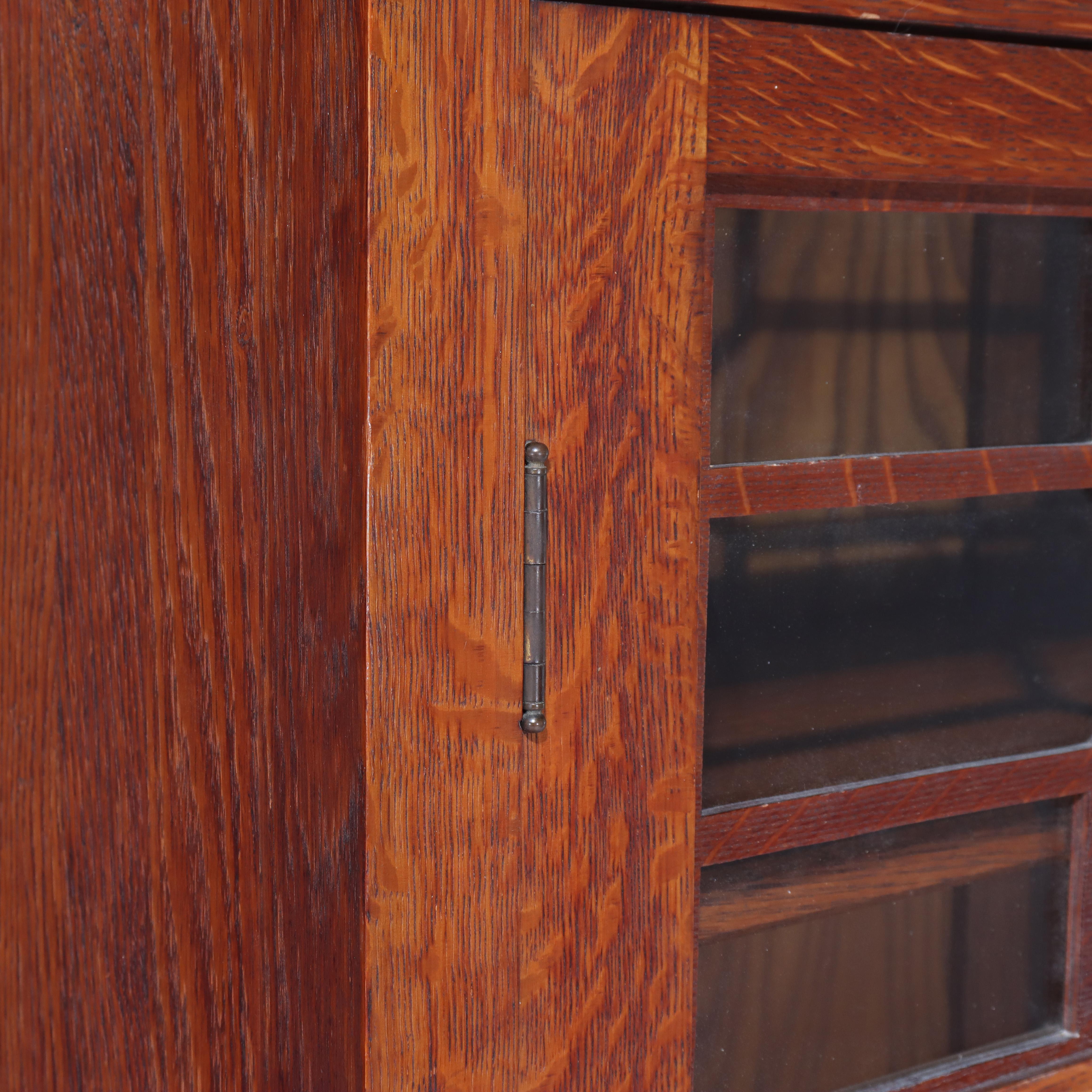Ancienne bibliothèque Stickley School en Oak Oak à 2 portes avec verre au plomb v1920 en vente 12