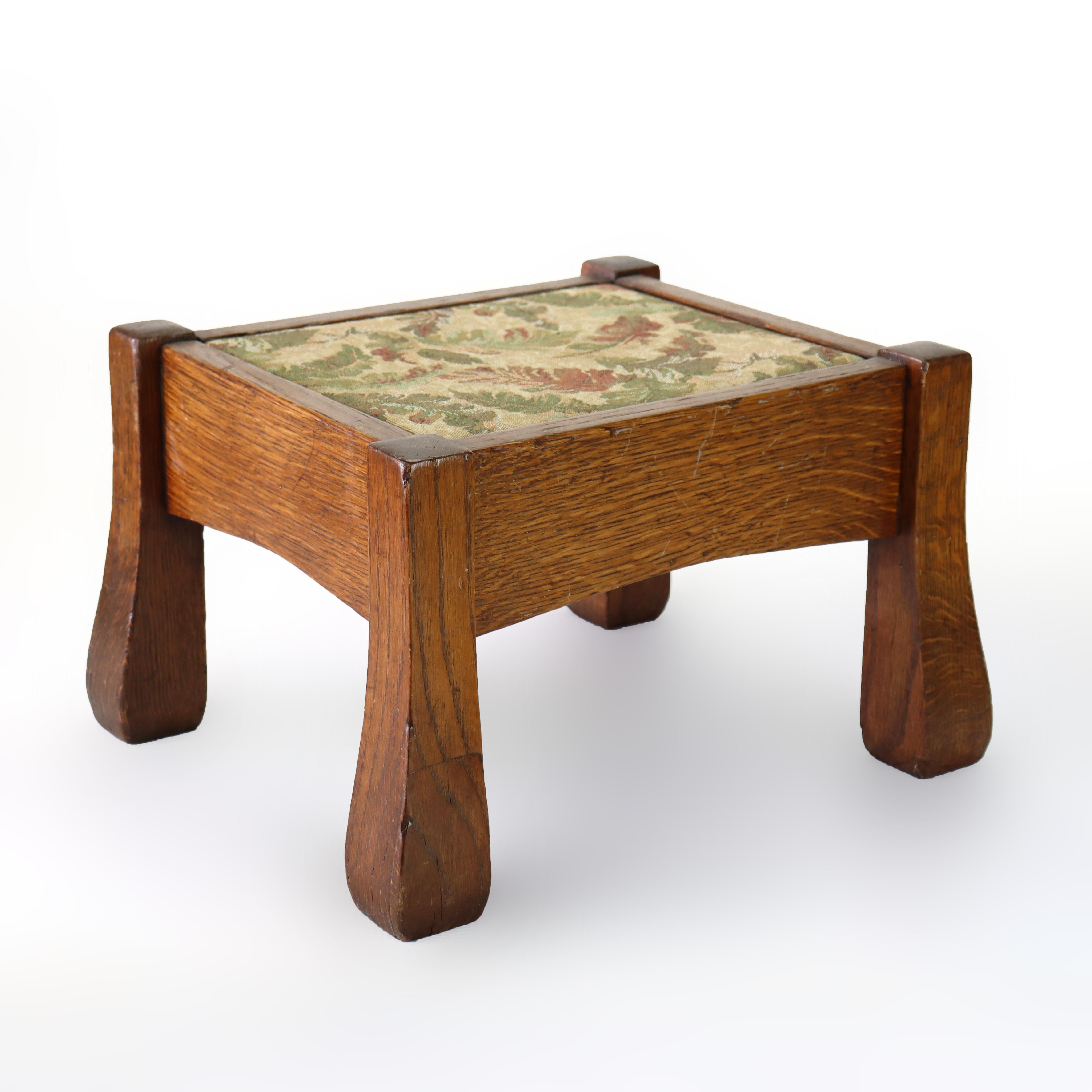 Antique Stickley School Oak Flared Leg Footstool C1920 For Sale 3