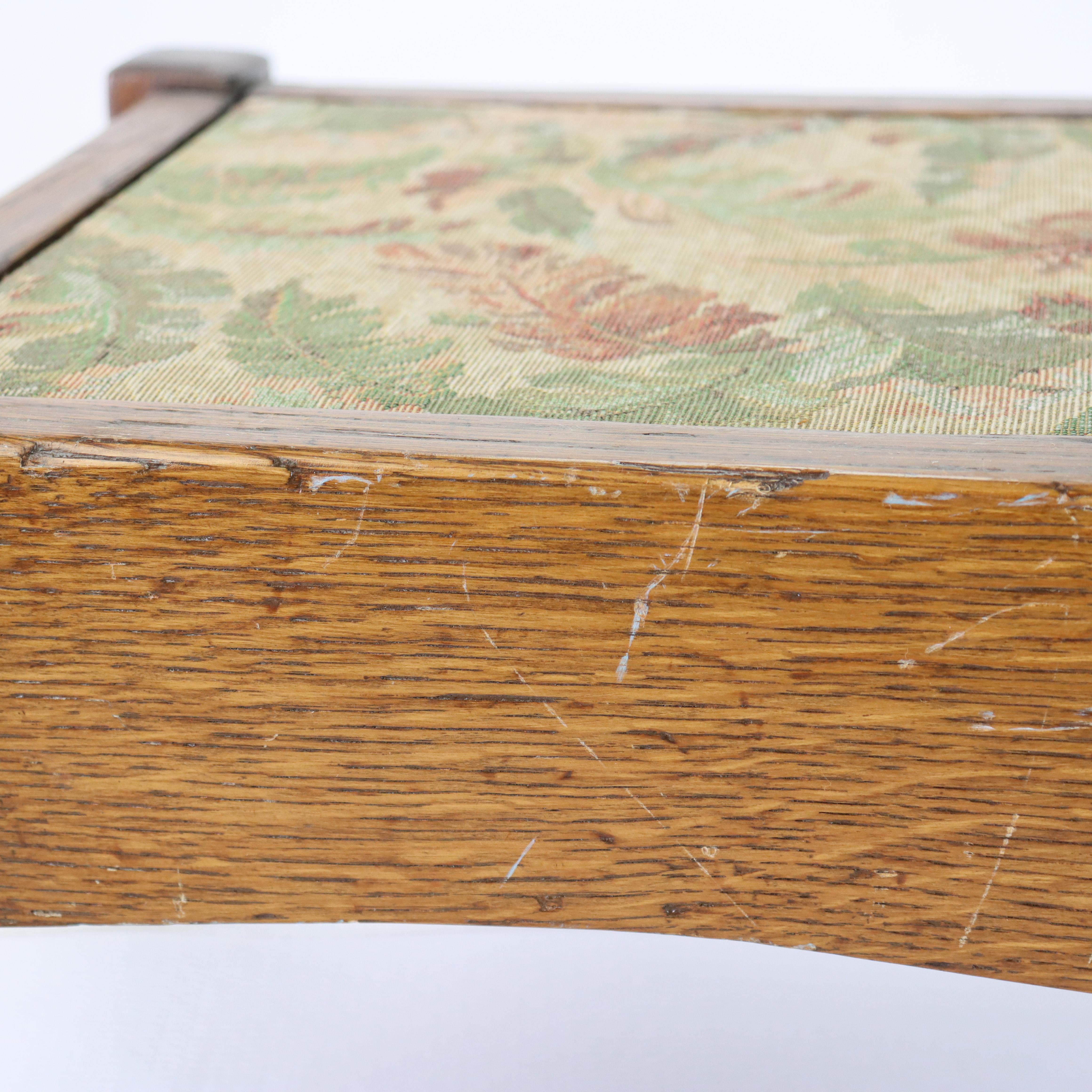 Antique Stickley School Oak Flared Leg Footstool C1920 For Sale 5