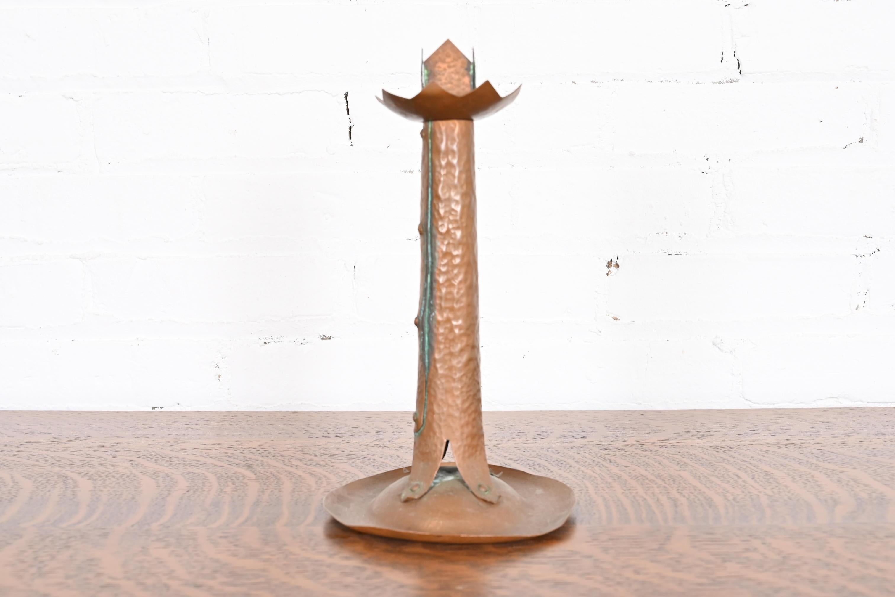 Antique Stickley Style Arts & Crafts Hammered Copper Candlestick, circa 1900 For Sale 8