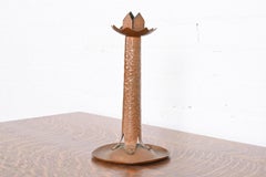 Antique Stickley Style Arts & Crafts Hammered Copper Candlestick, circa 1900