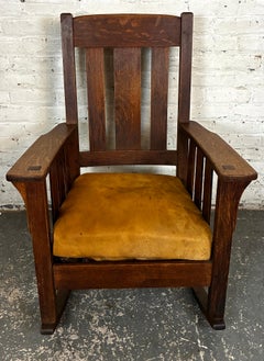 Antique Stickley-style Arts & Crafts Mission Oak Rocking Chair