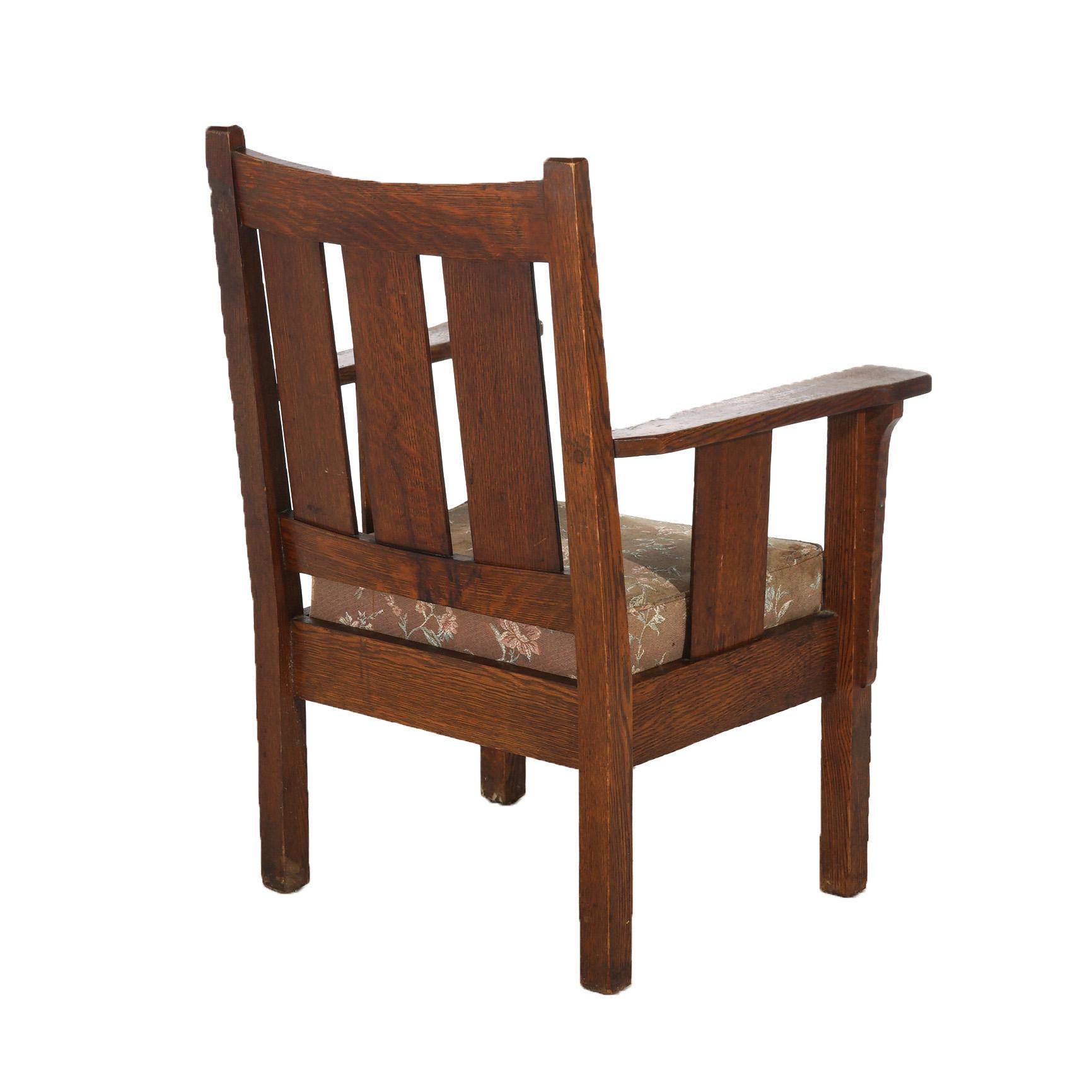 Antique Stickley Style Arts & Crafts Mission Oak Slat Back Chair C1910 3