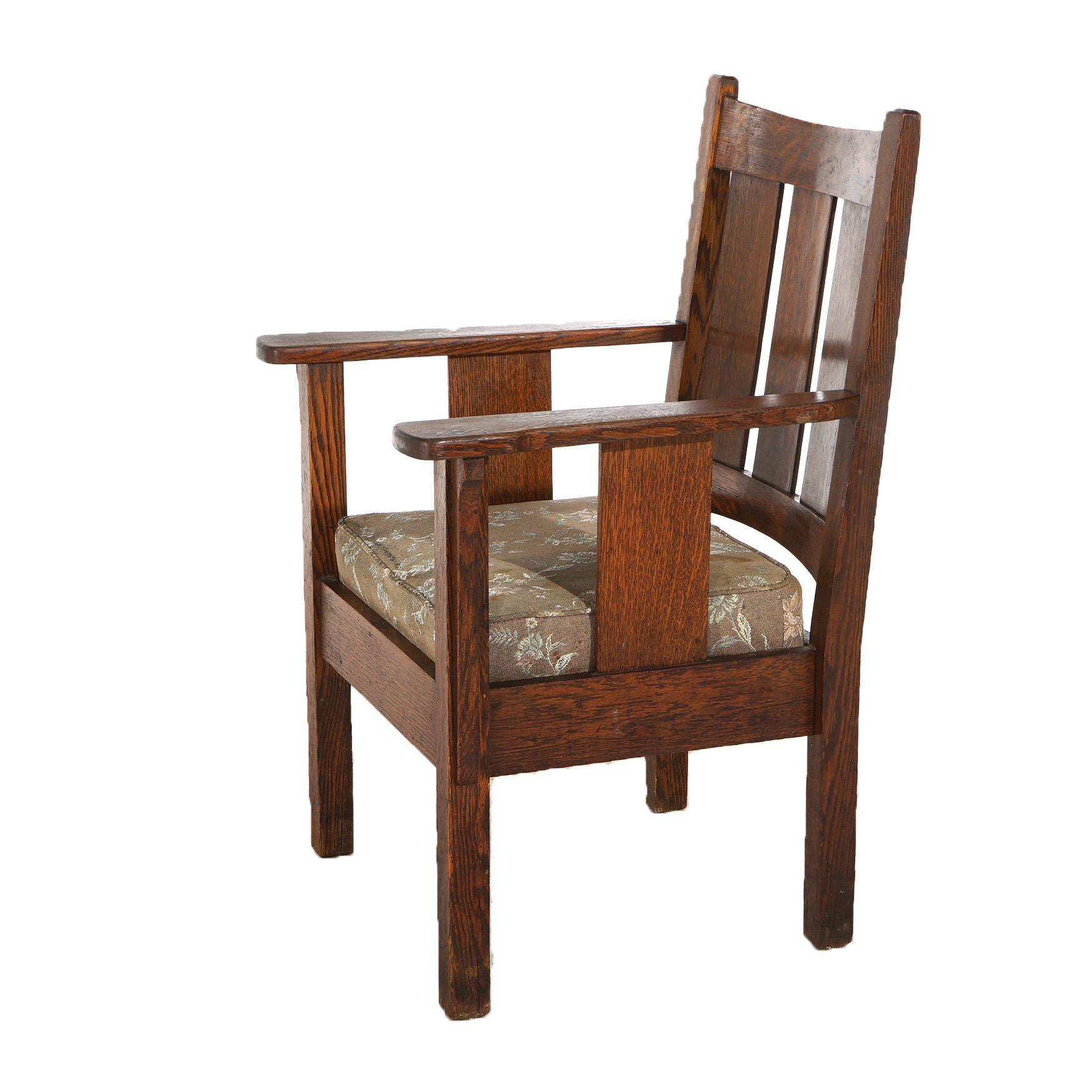 Antique Stickley Style Arts & Crafts Mission Oak Slat Back Chair C1910 1