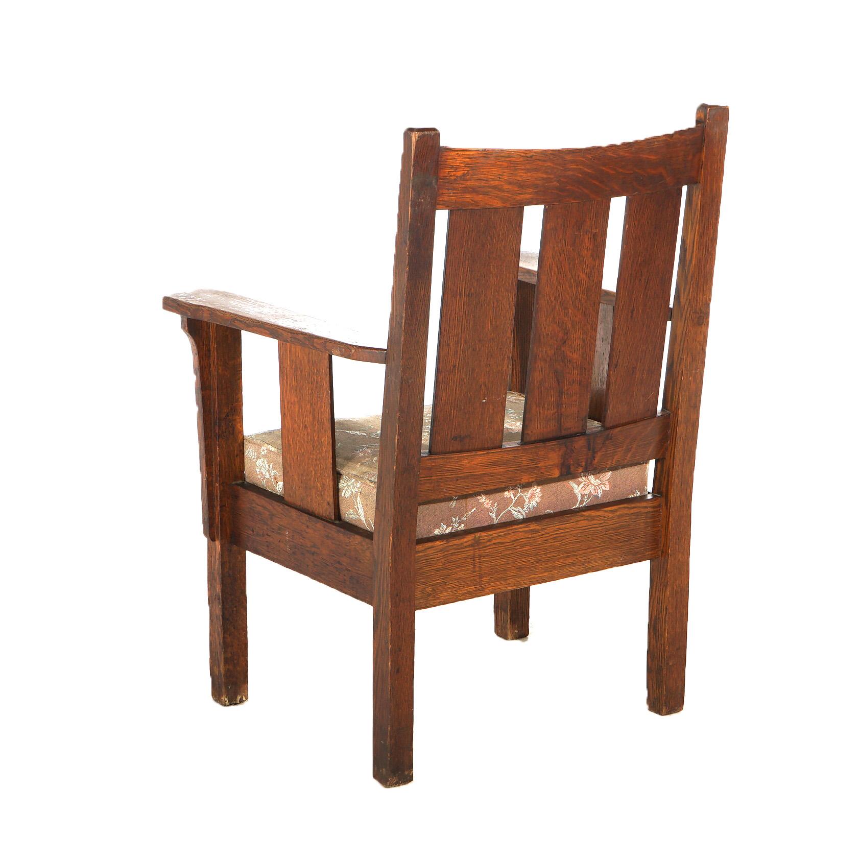 Antique Stickley Style Arts & Crafts Mission Oak Slat Back Chair C1910 2